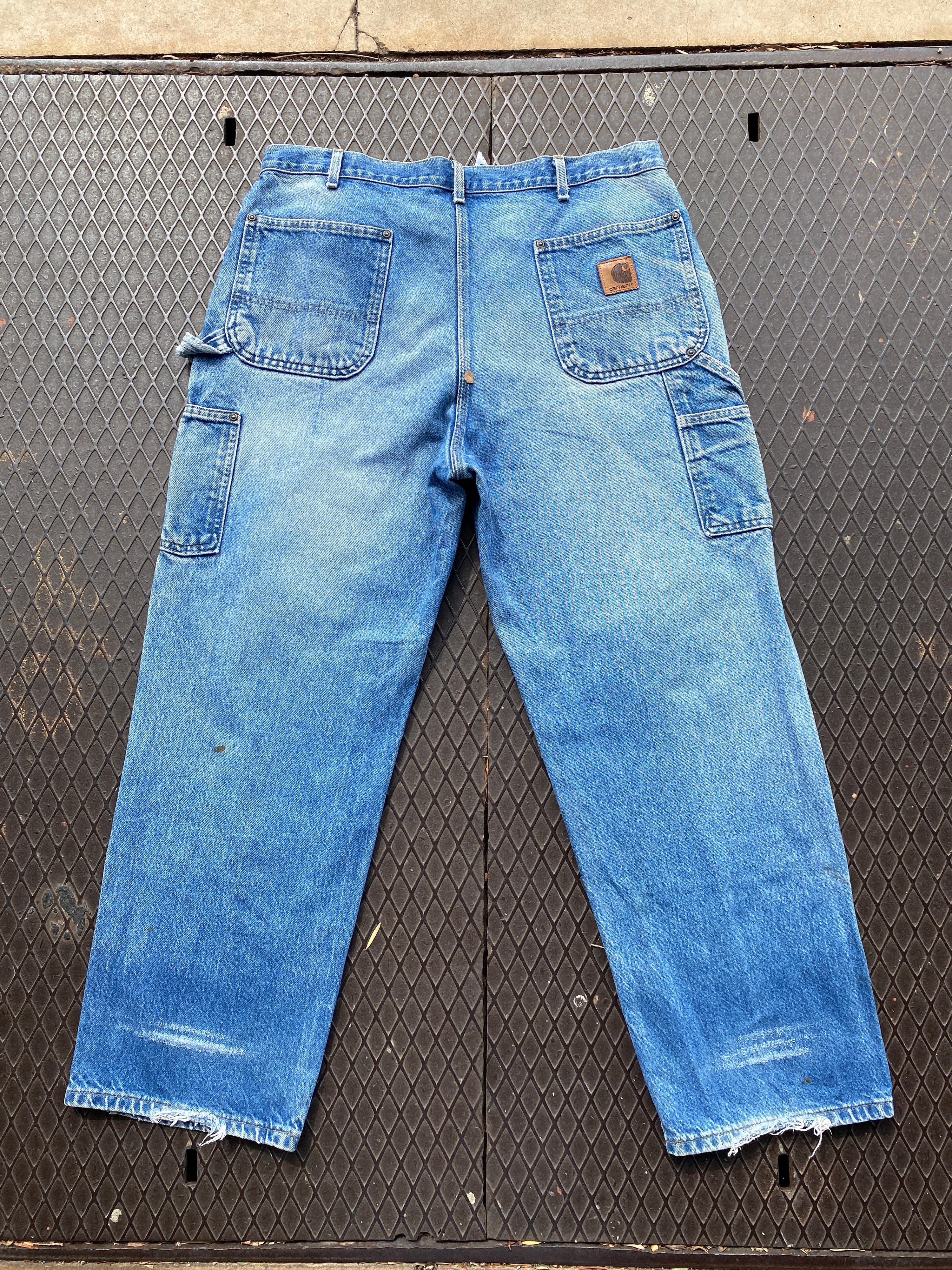 38 - Carhartt Light Denim Double Knees Distressed