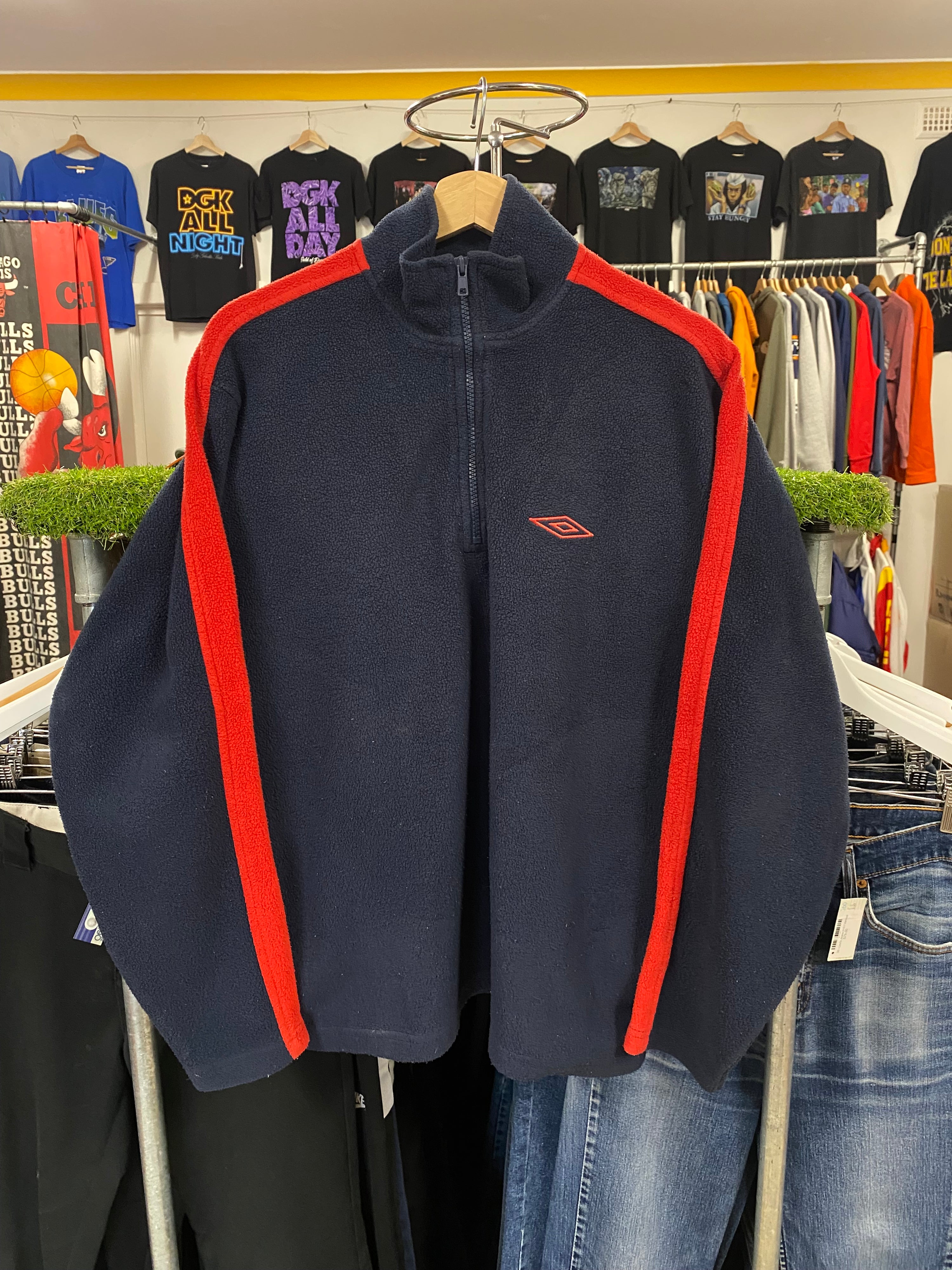 [M] UMBRO Blue 1/4 Zip Fleece