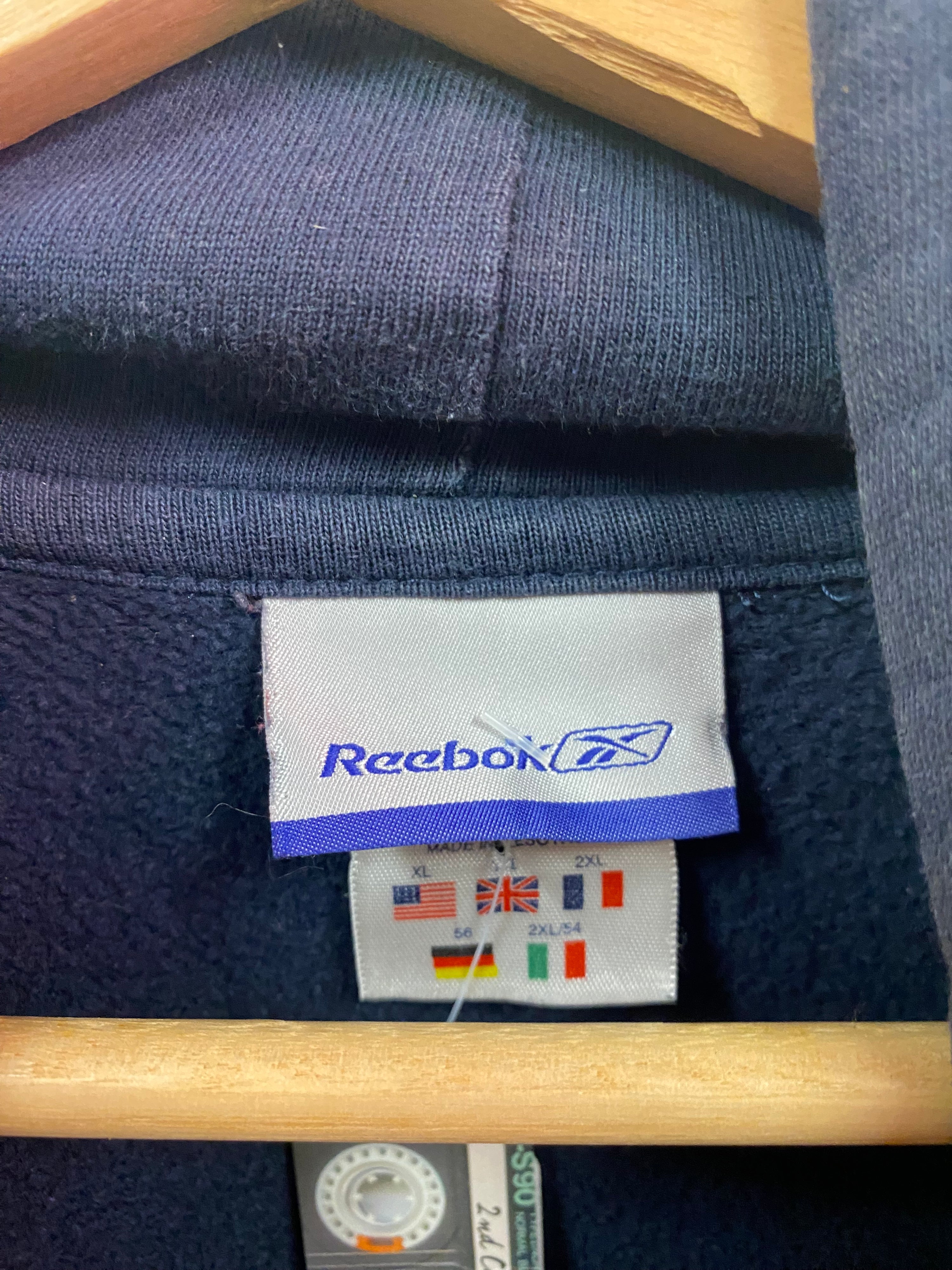 [XL] Vintage Reebok Embroidered Blue Hoodie