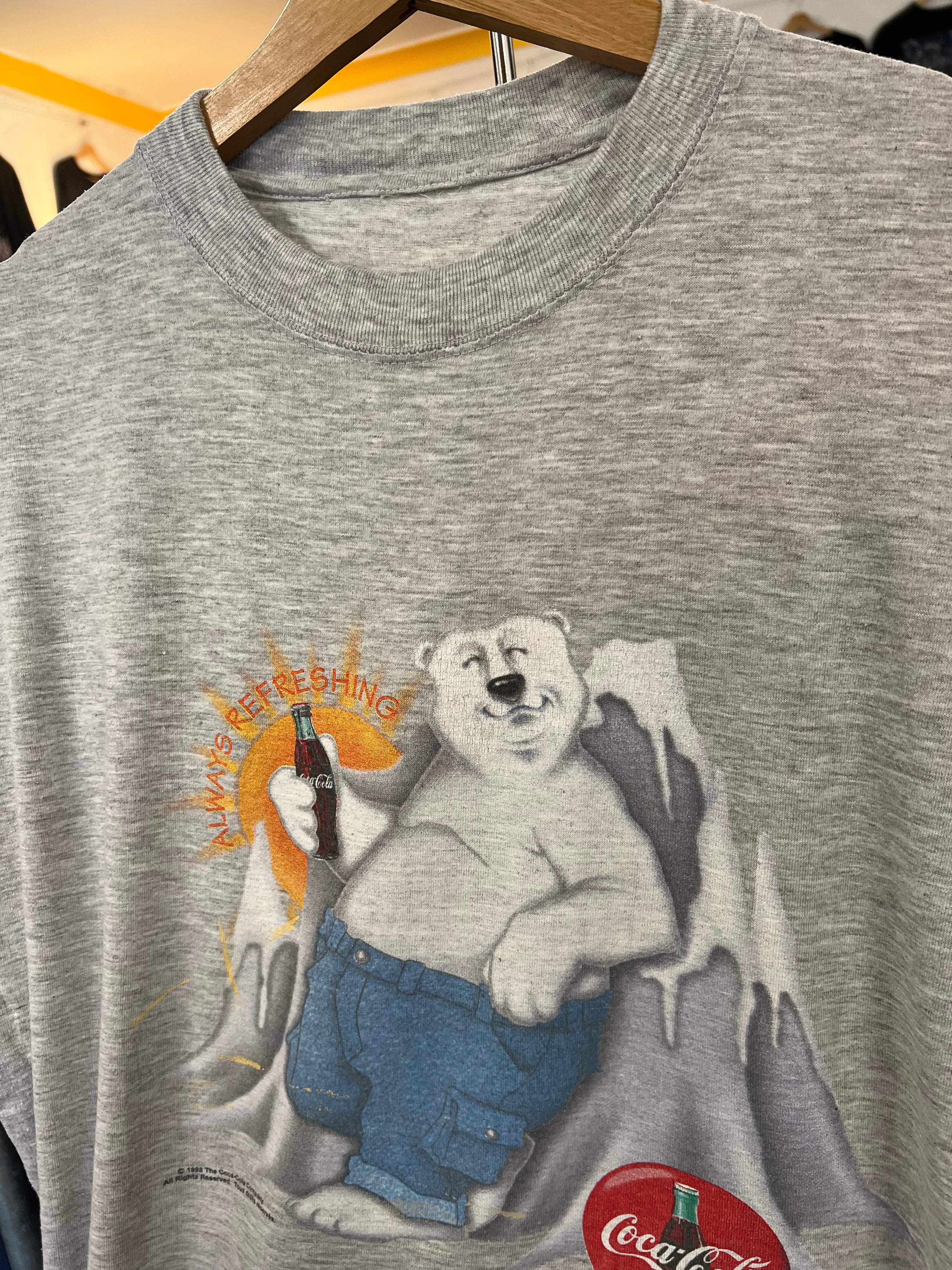 XL - 1998 Distressed Coca Cola Always Refreshing Grey Tee