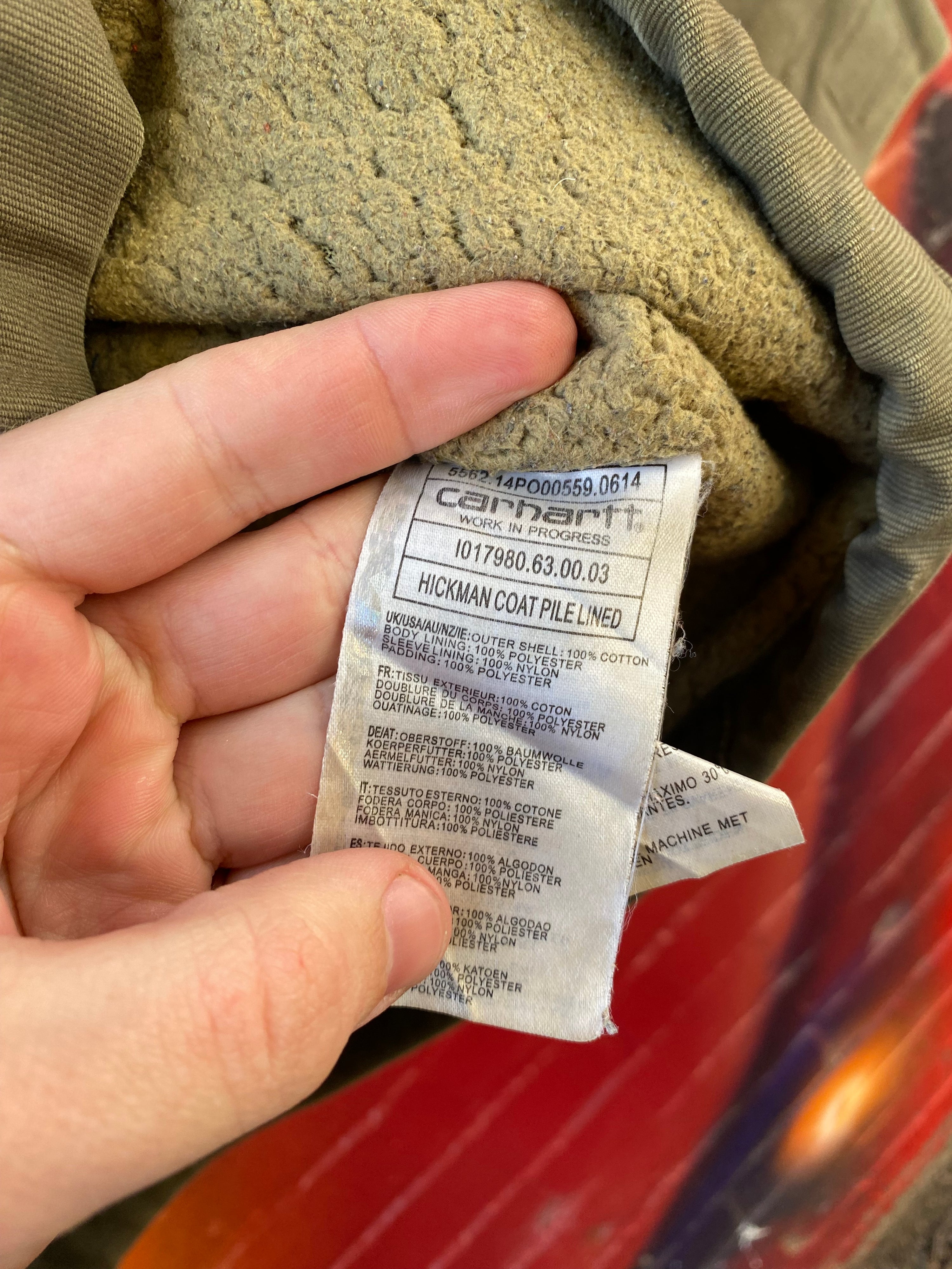 [M] Carhartt Faded Green Hickman Coat Pile Lined