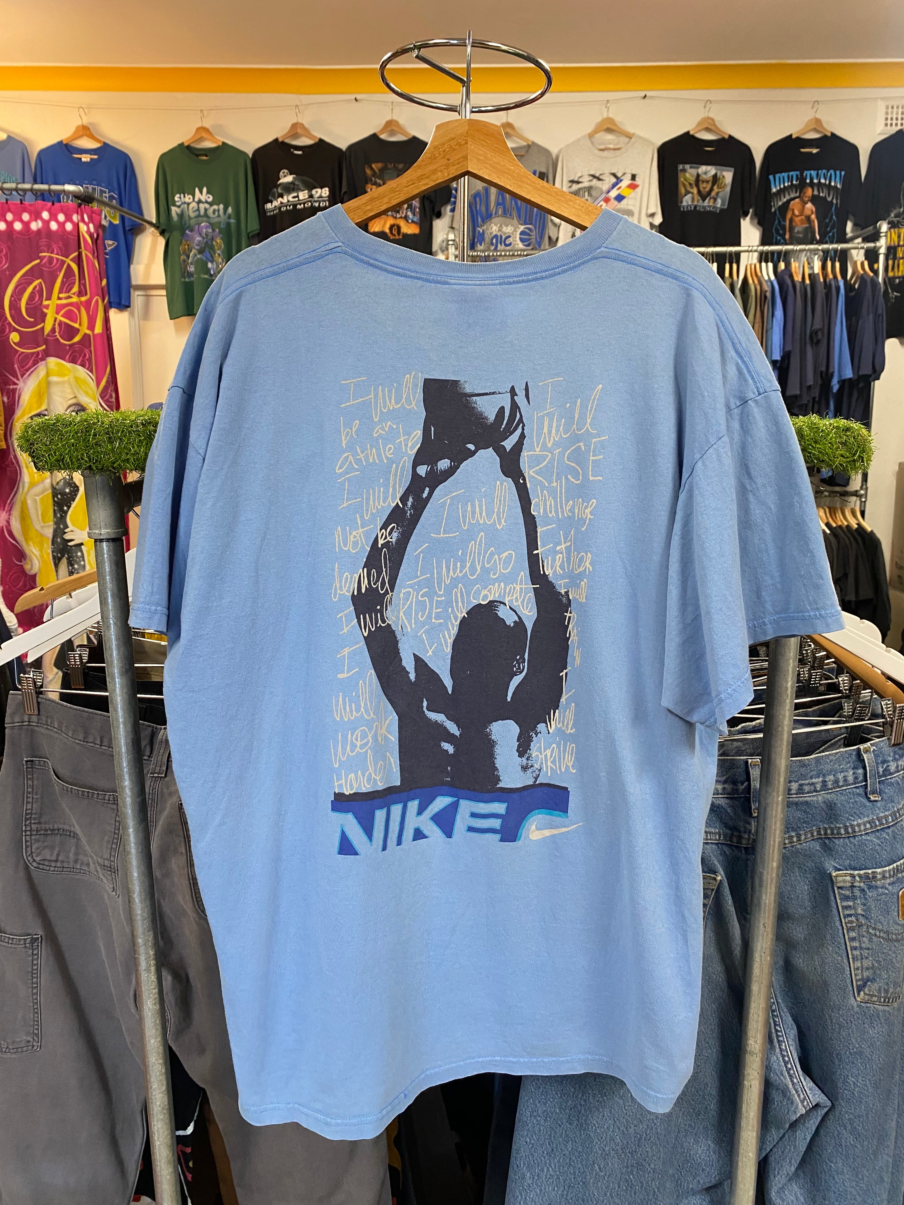 [XL] 2000s Nike Baby BlueDouble Sided 'I Will Be An Athlete' Tshirt