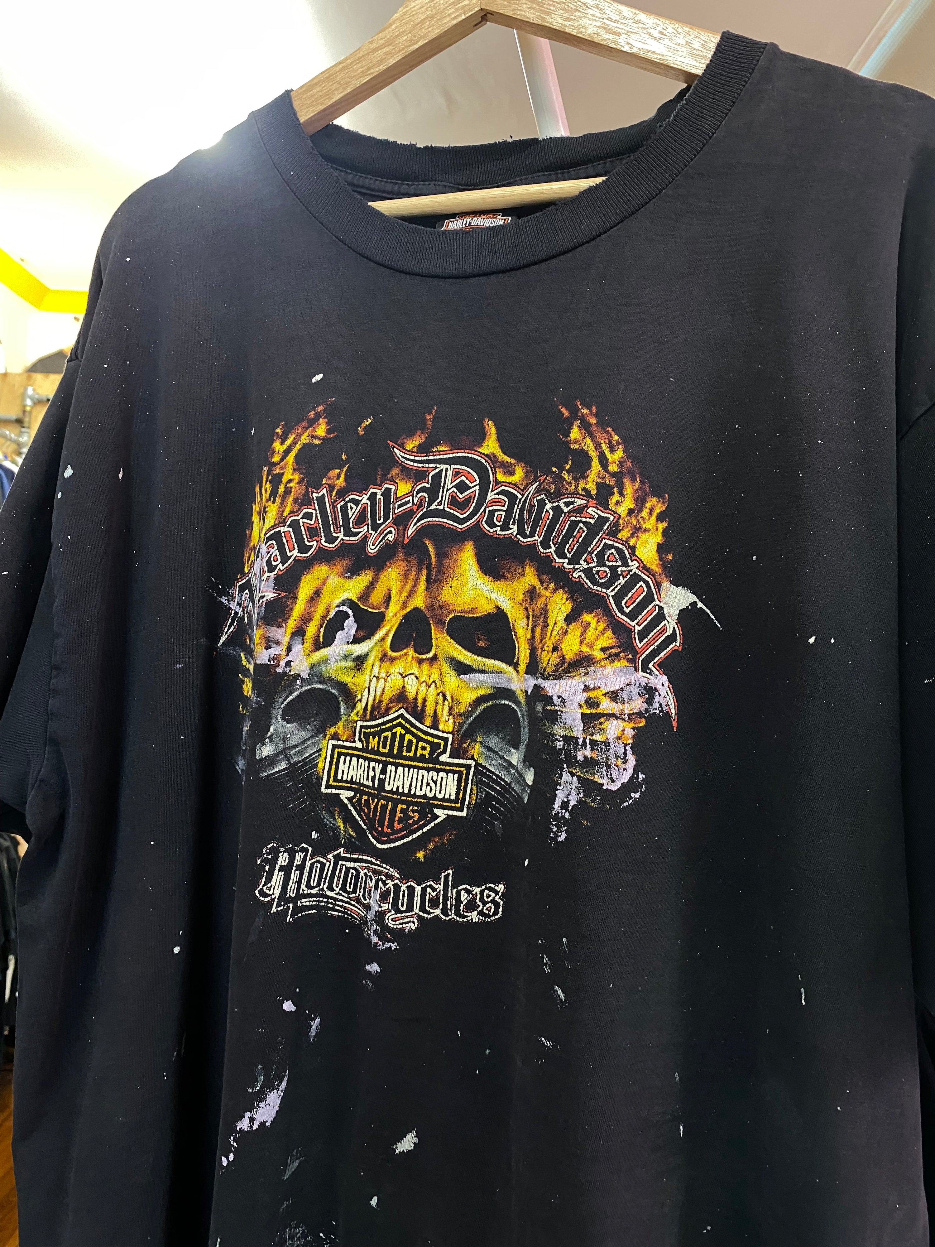 [2XL] Thrashed Harley Davidson North Carolina Skull DS Tee