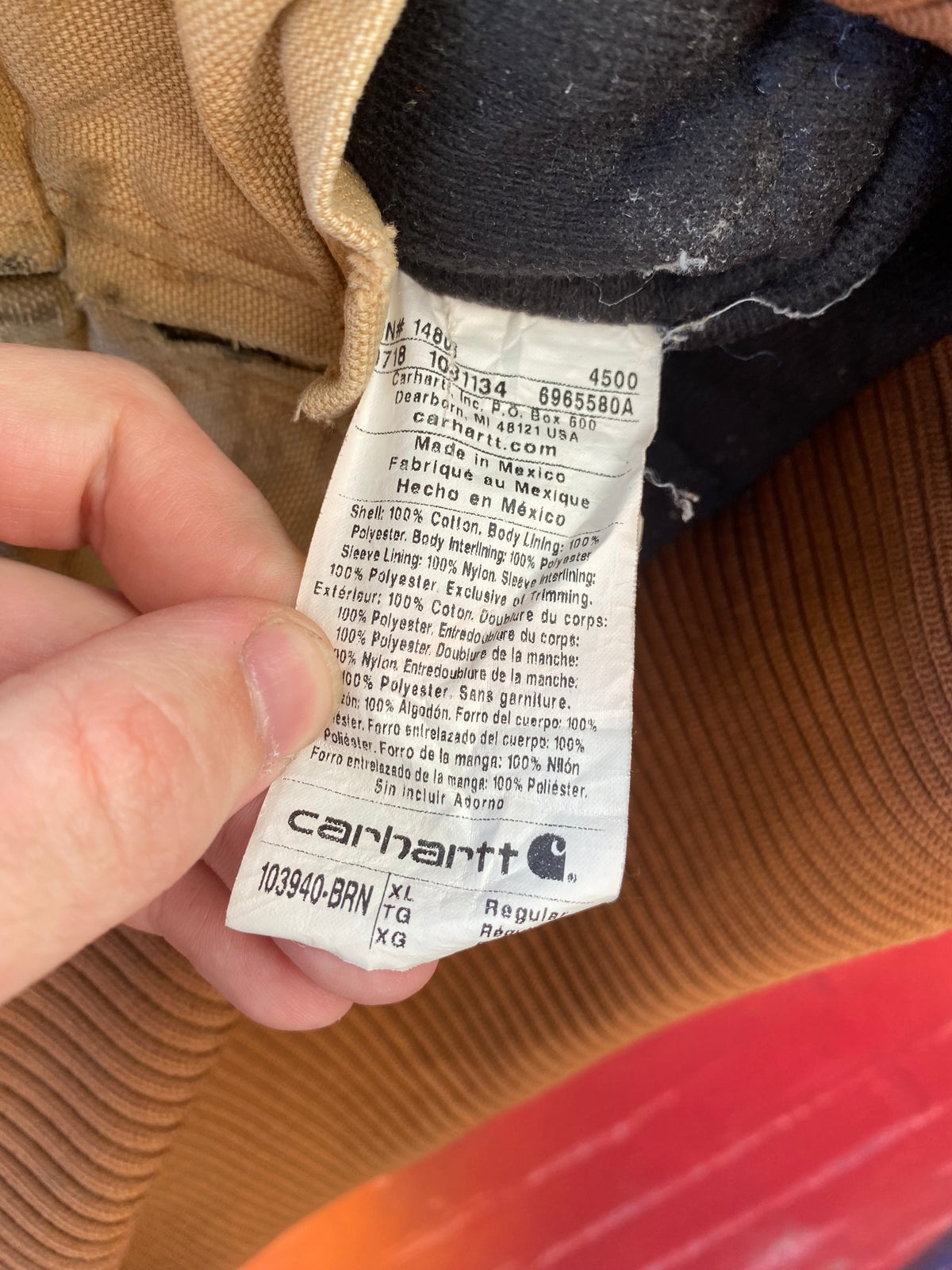 [XL] Carhartt Distressed Brown Active Jacket: Crossland Heavy Contractors