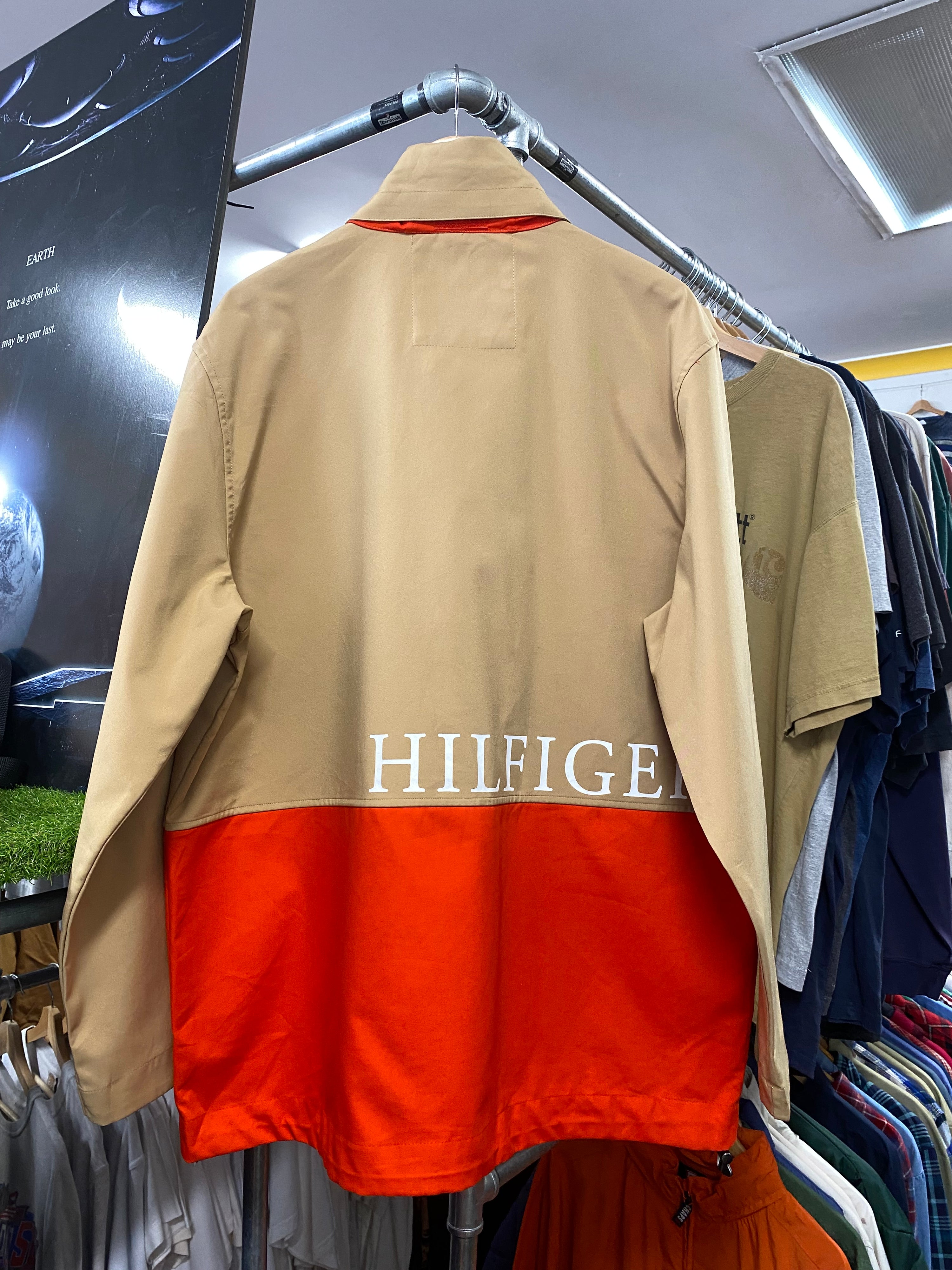 [L] Tommy Hilfiger Tan/Orange Windbreaker