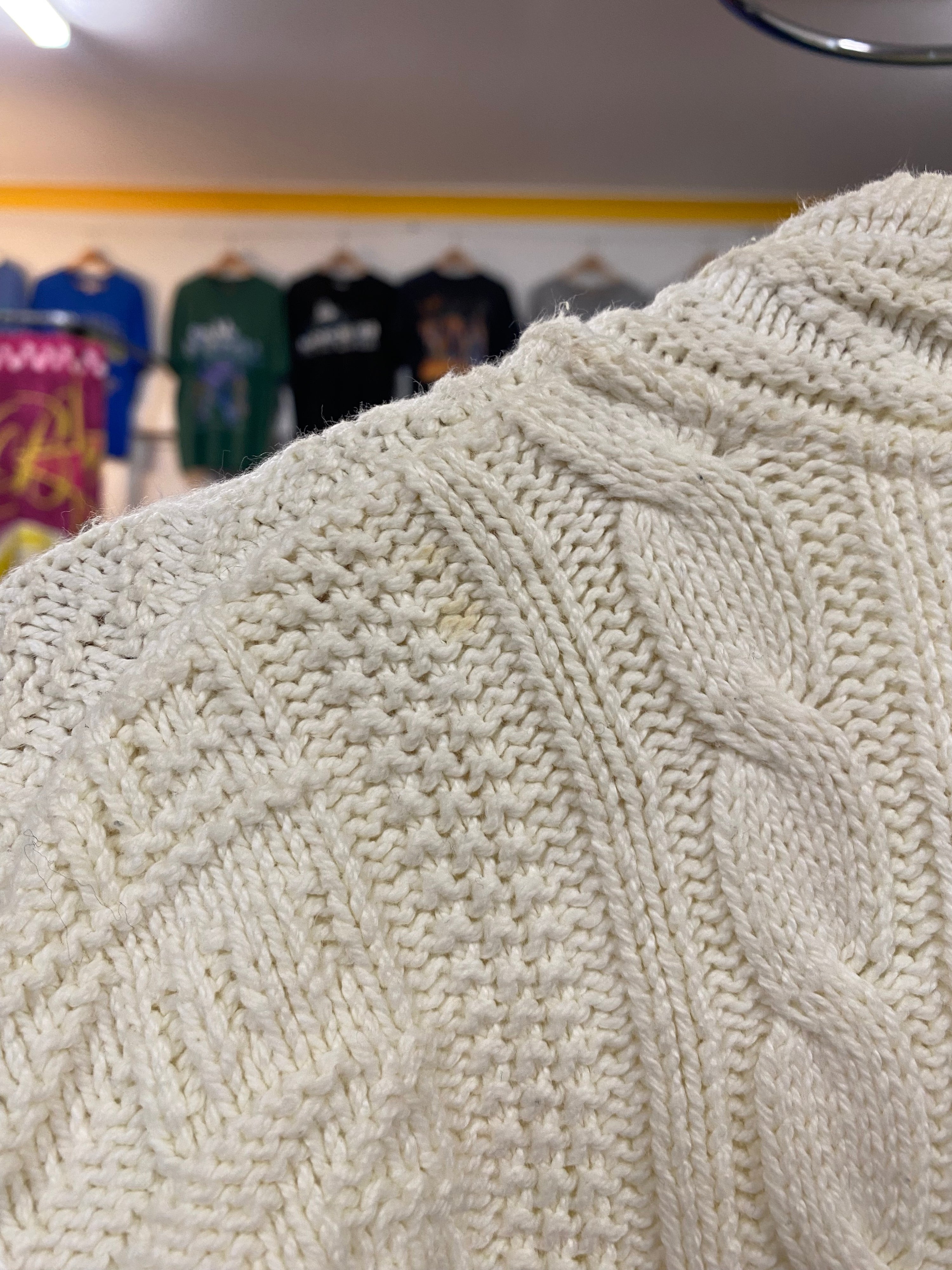 [M] L.L.Bean Cream Button-Up Knit Jumper