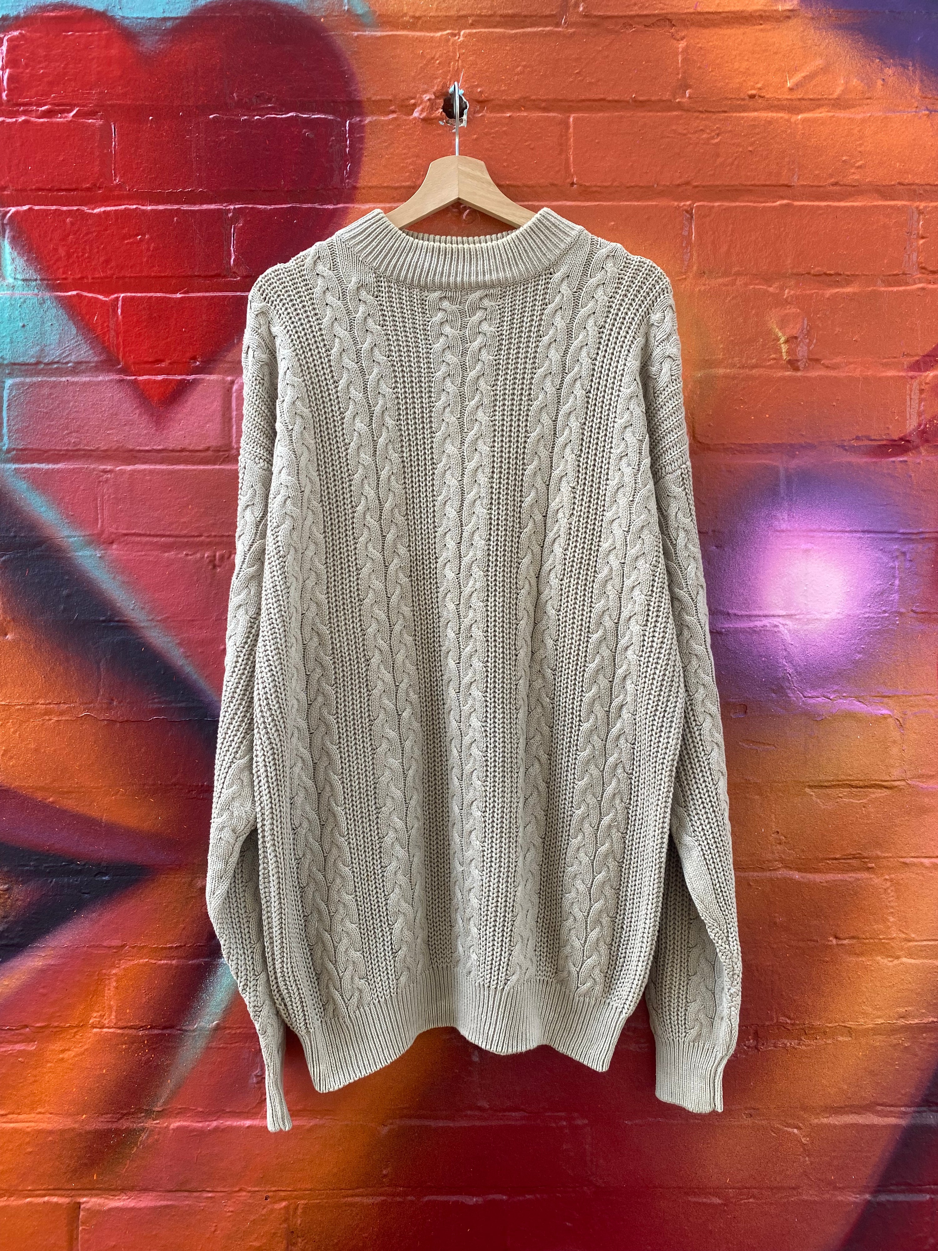 [XL] Point Zero Beige Cable Knit Sweater