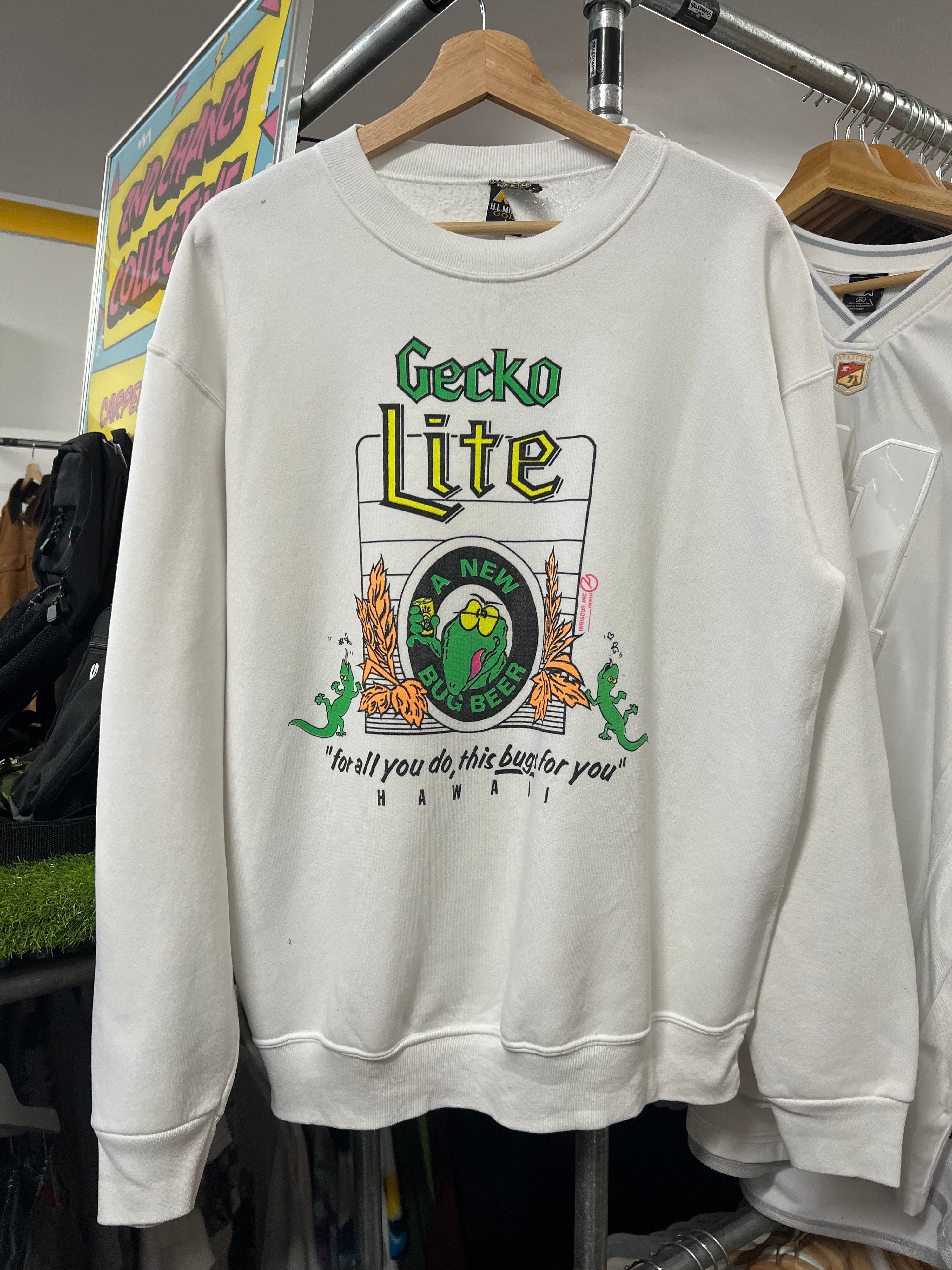 L - 1990s Gecko Lite A New Bug Beer White Jumper