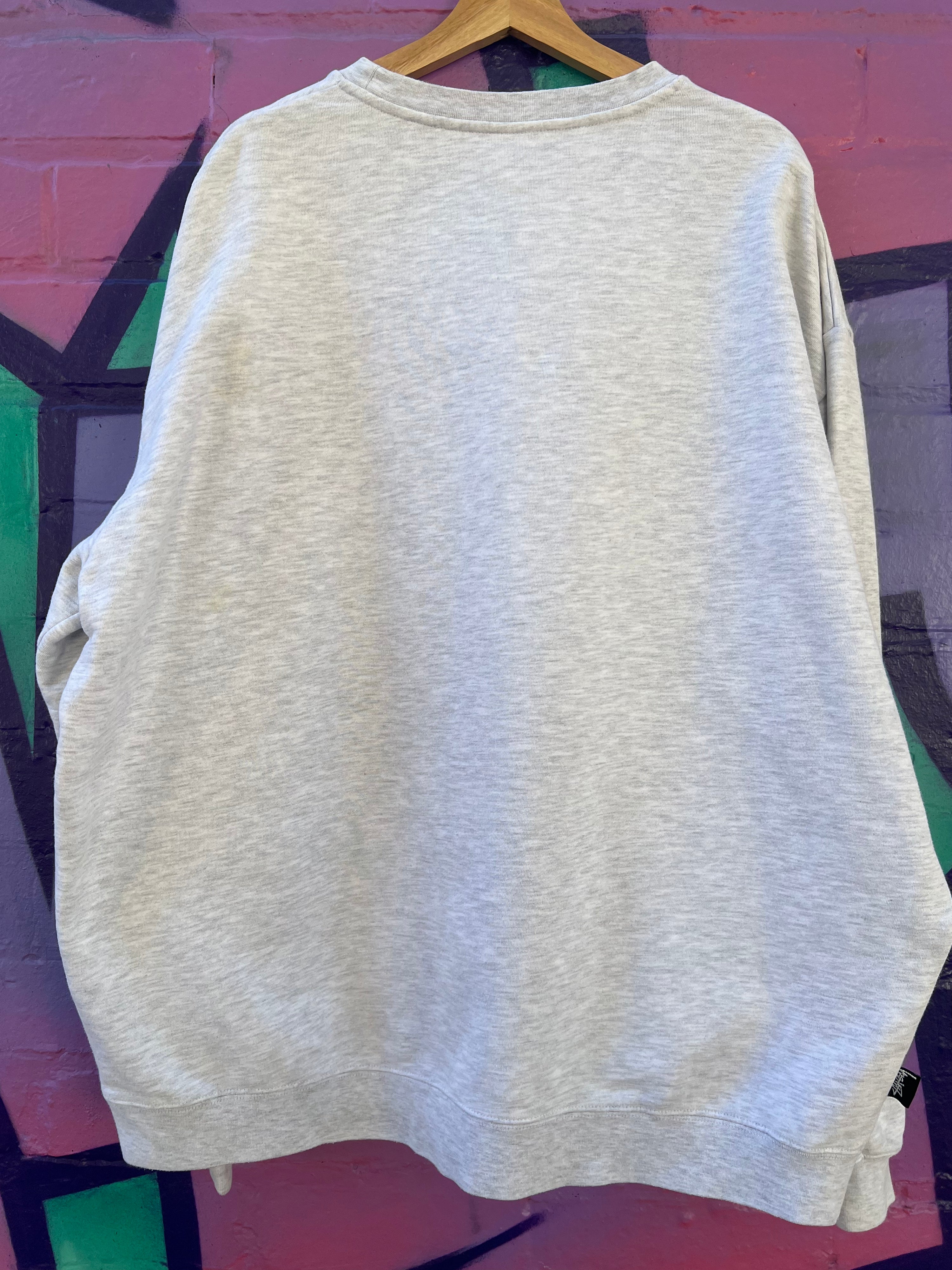 2XL - Stussy Grey/White Embroidered Jumper