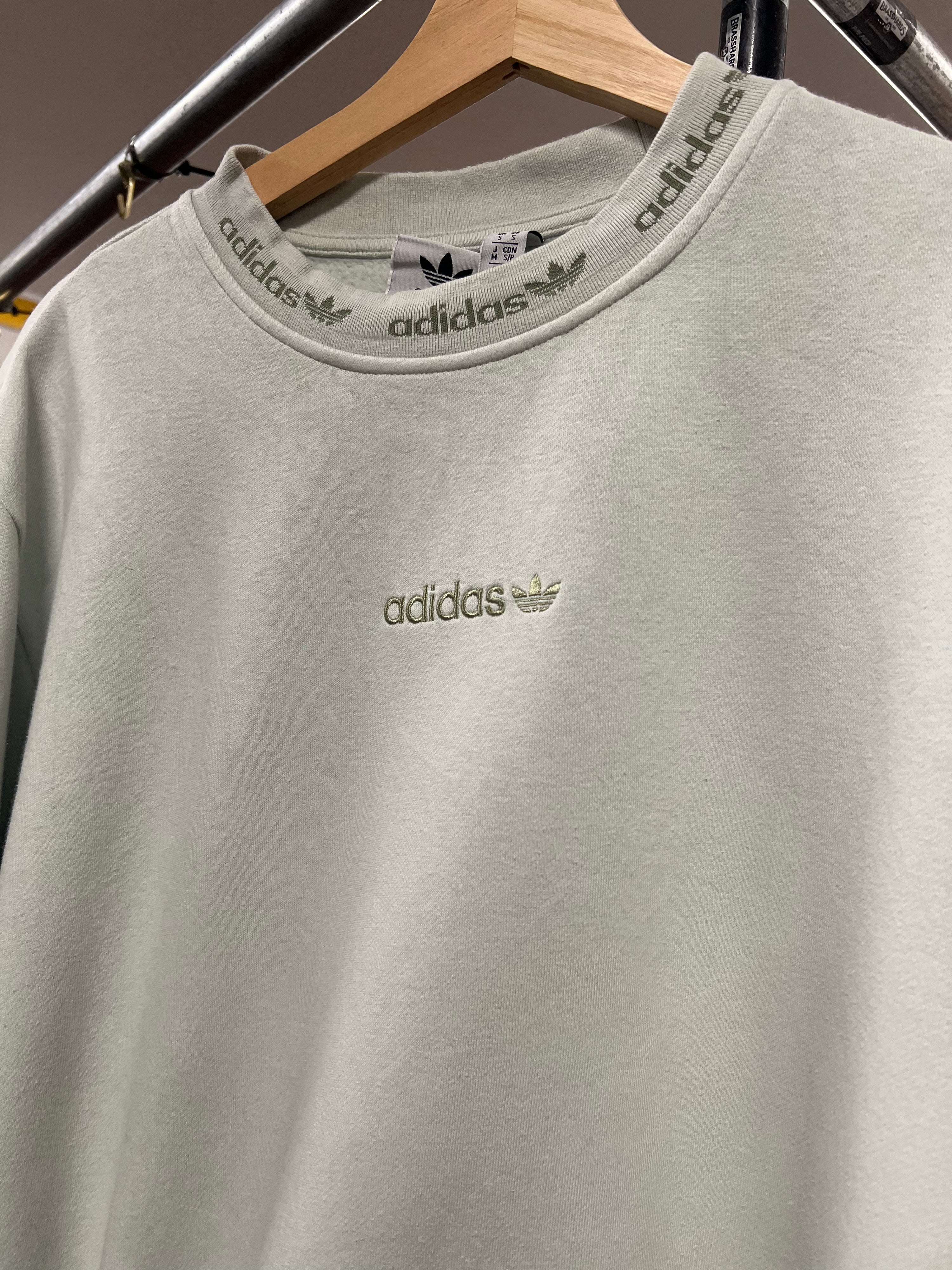 [S] Adidas Mint Centre Spellout Jumper