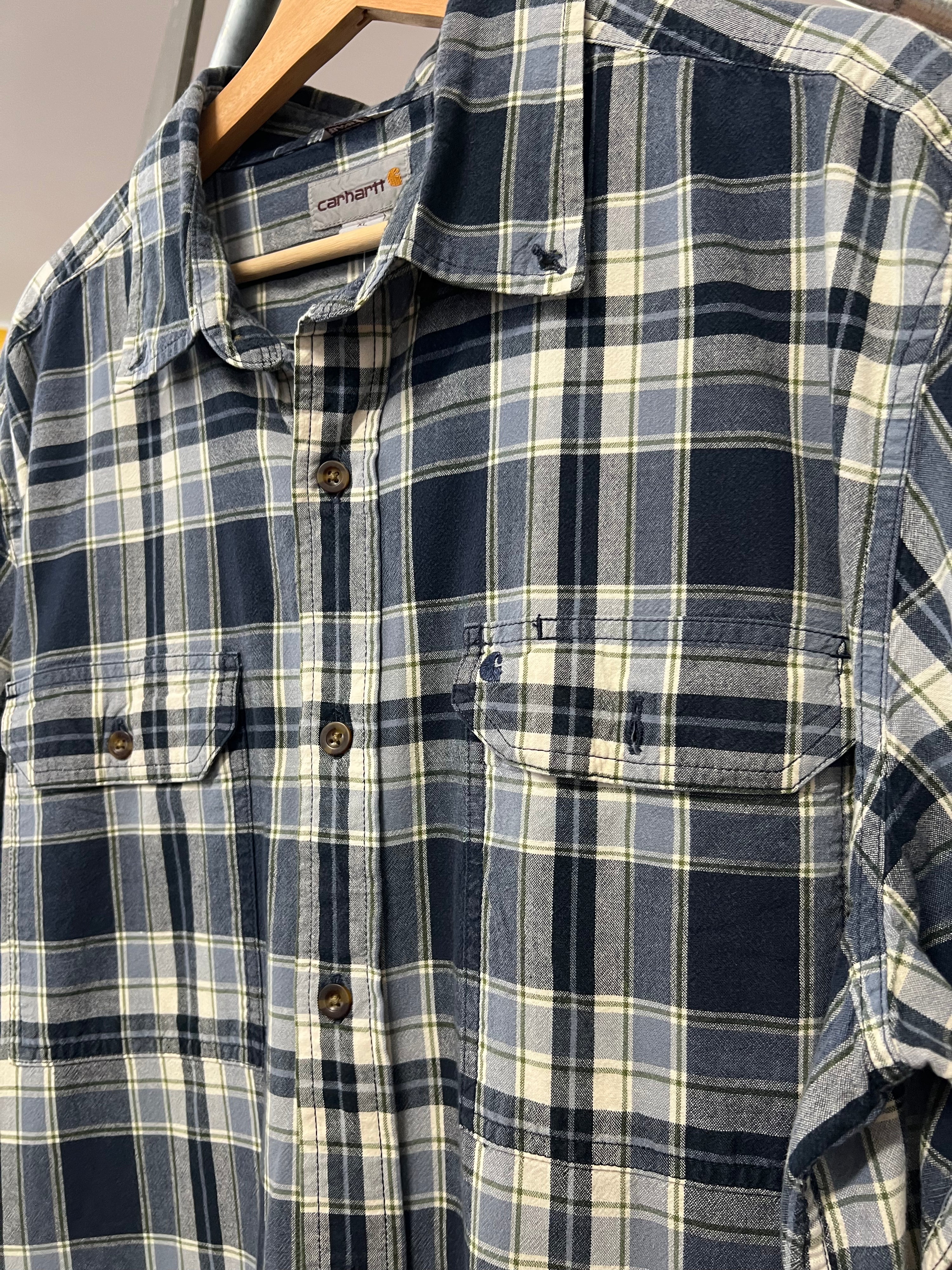 [XL] Carhartt Blue/Grey SS Button Up