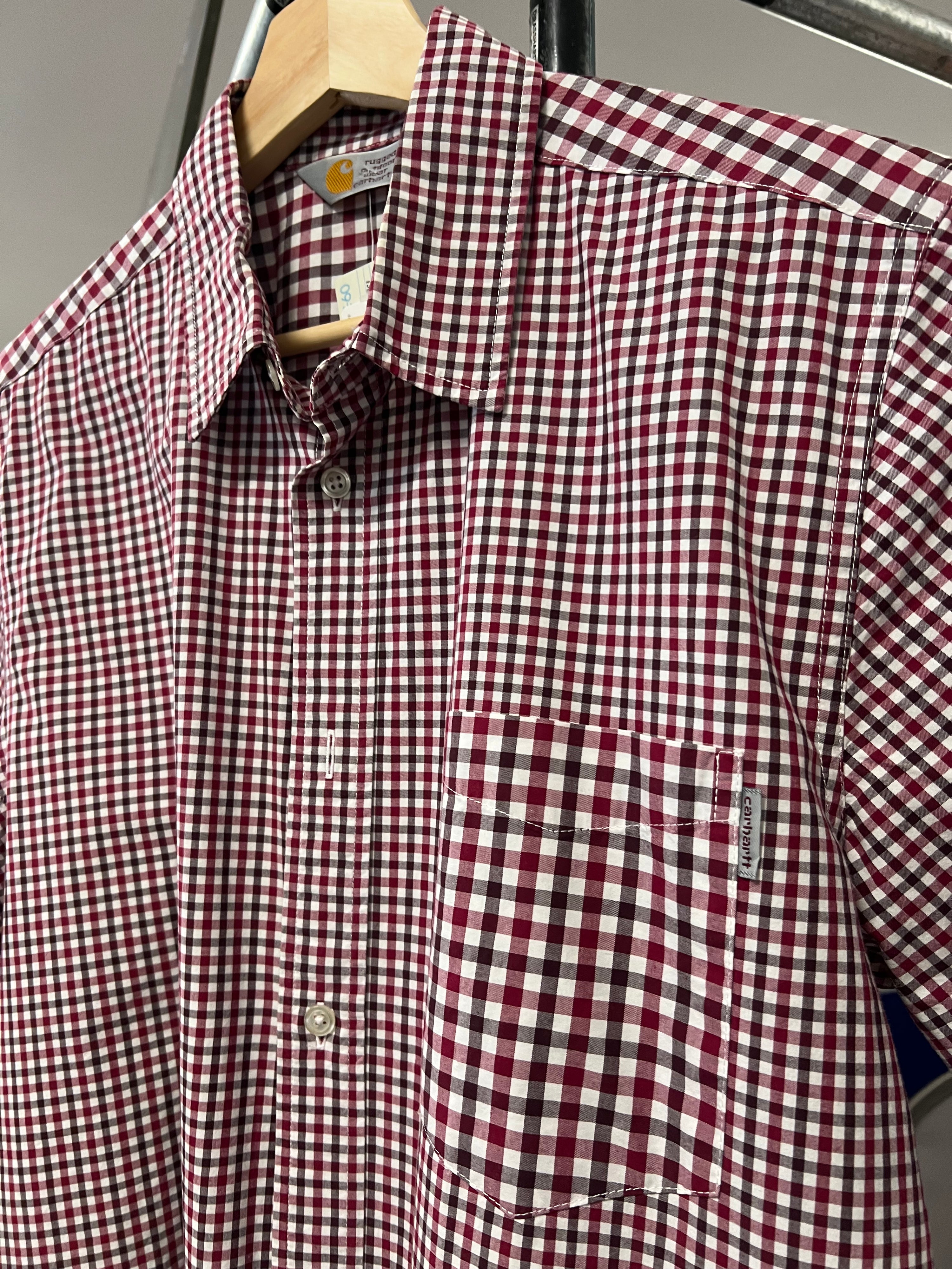 [L] Carhartt Red/White Small Check SS Button Up