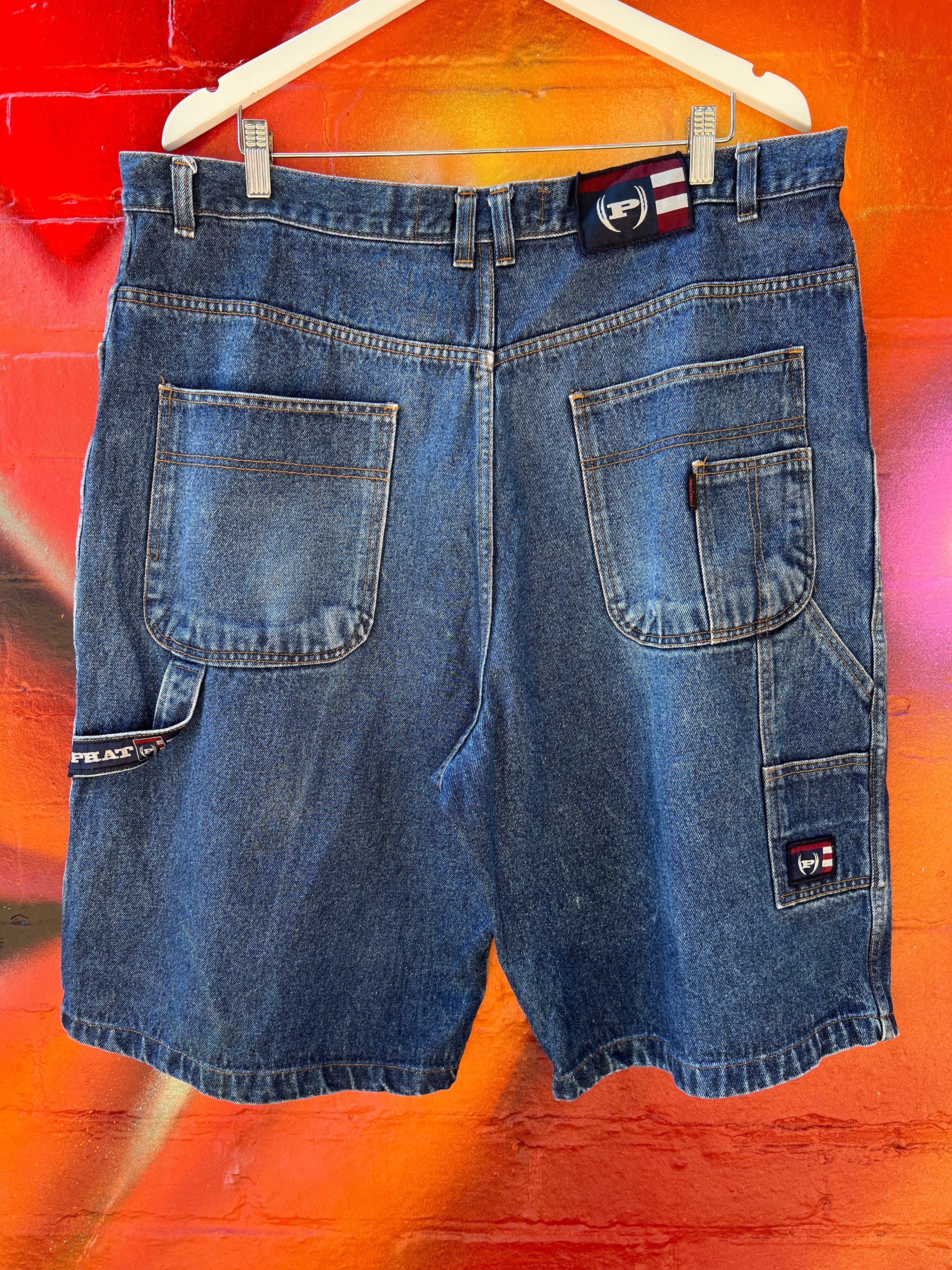 40 - Phat Farm Blue Denim Carpenter Shorts Double Pocket