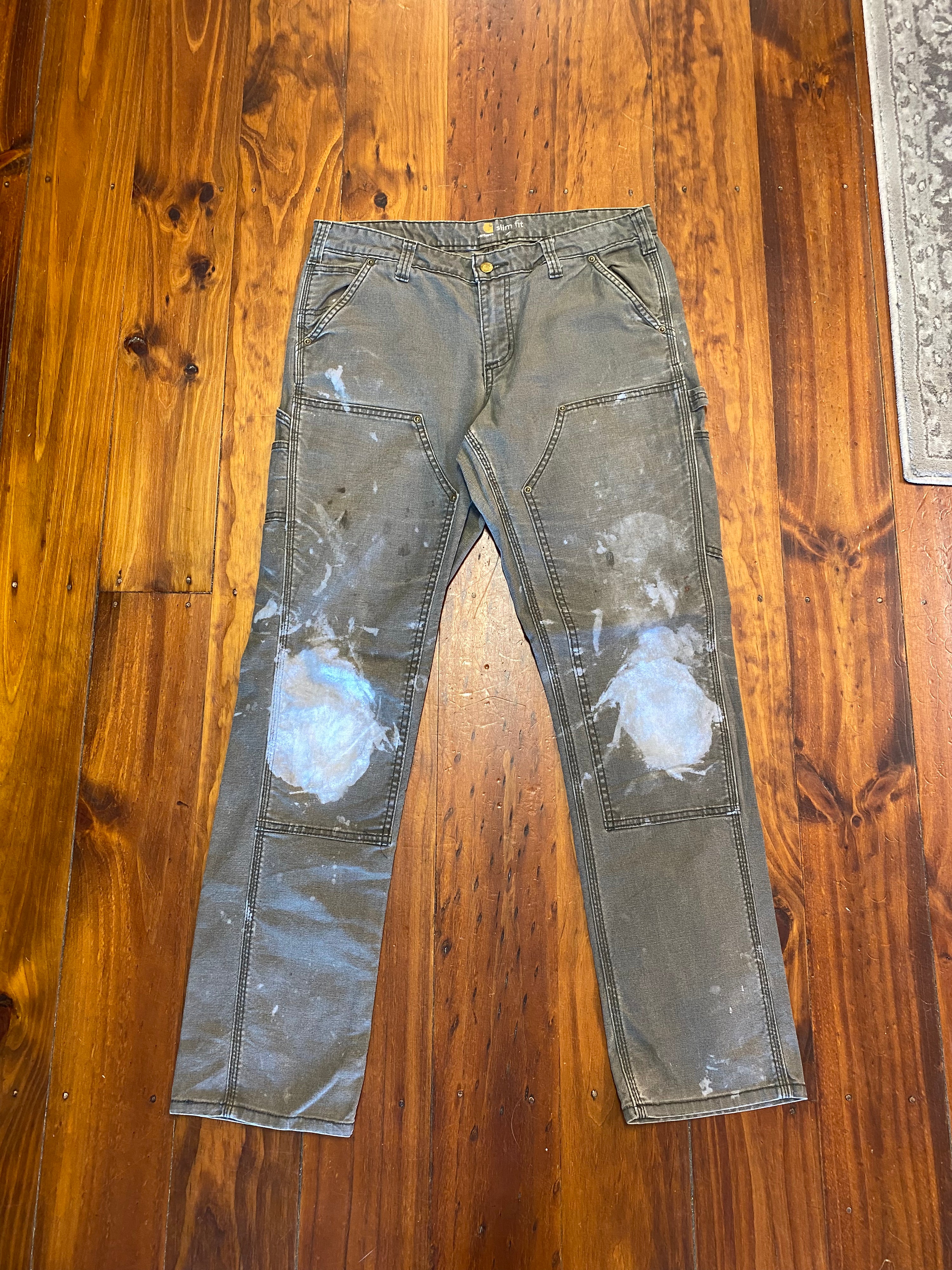 32 - Thrashed Green Carhartt Double Knees 32x32