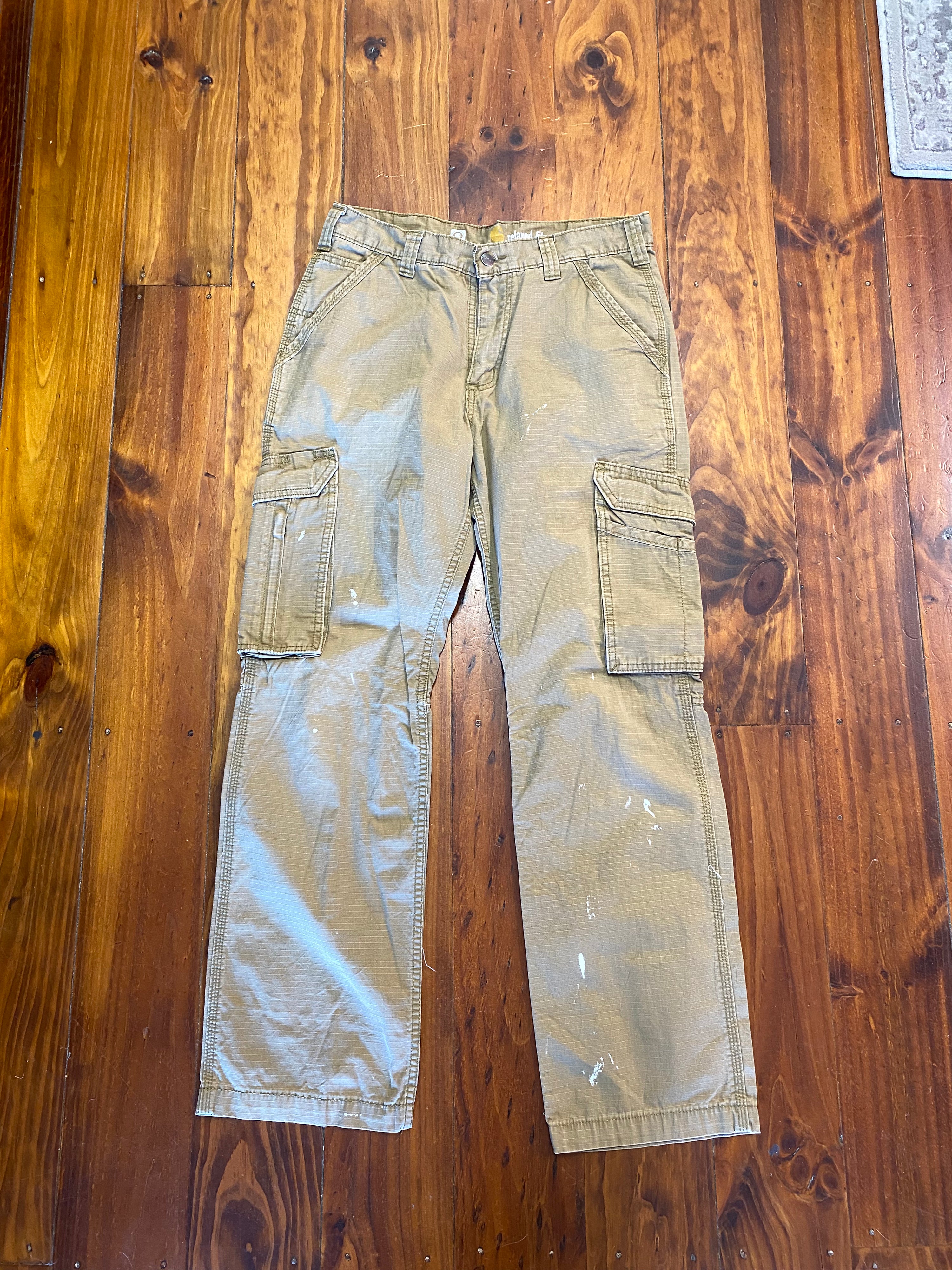 [32] Carhartt Cargo Rip Stop Brown Pants Broken Zipper 32x32