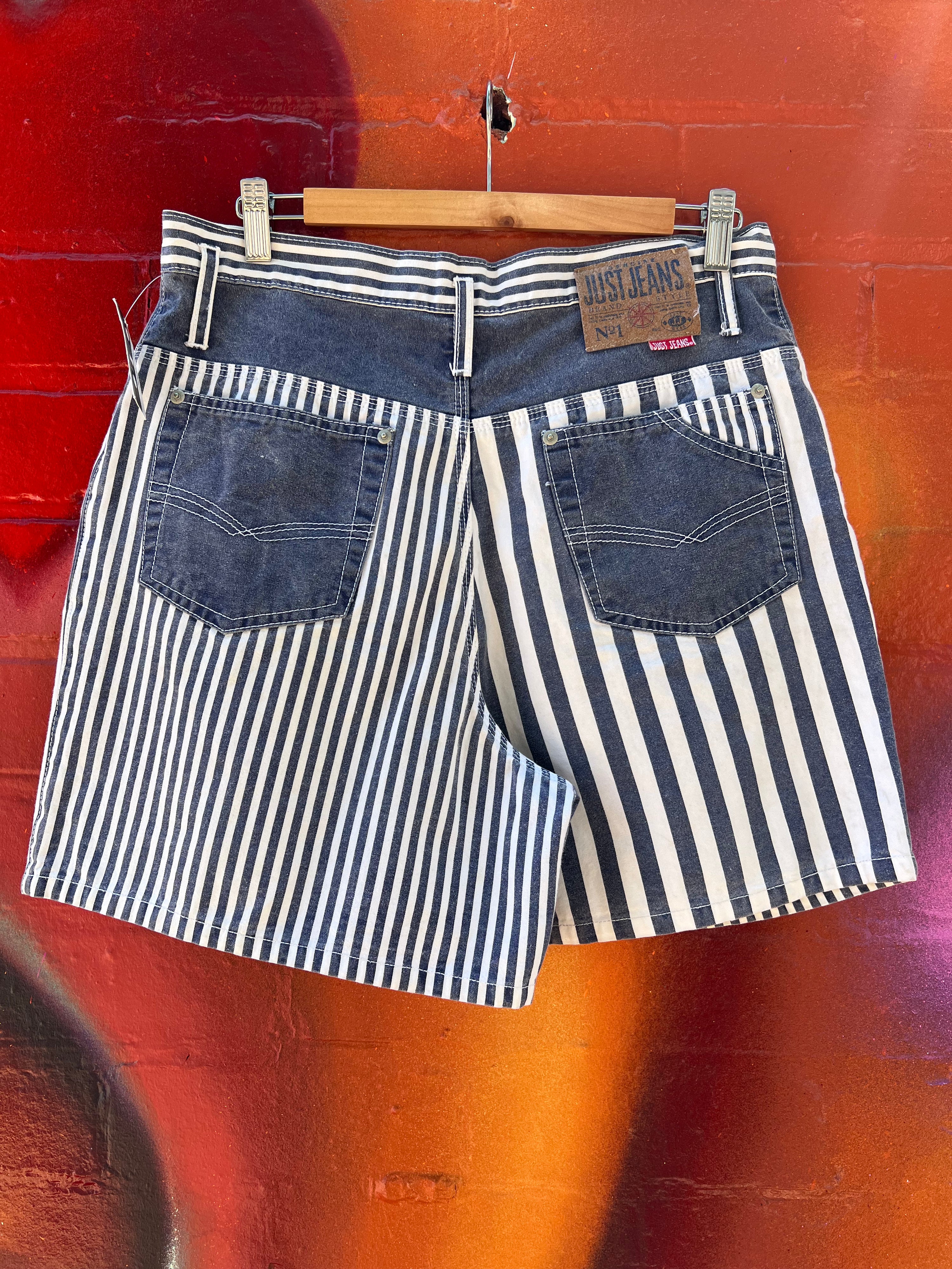 30 - Vintage Striped Just Jeans Denim Shorts