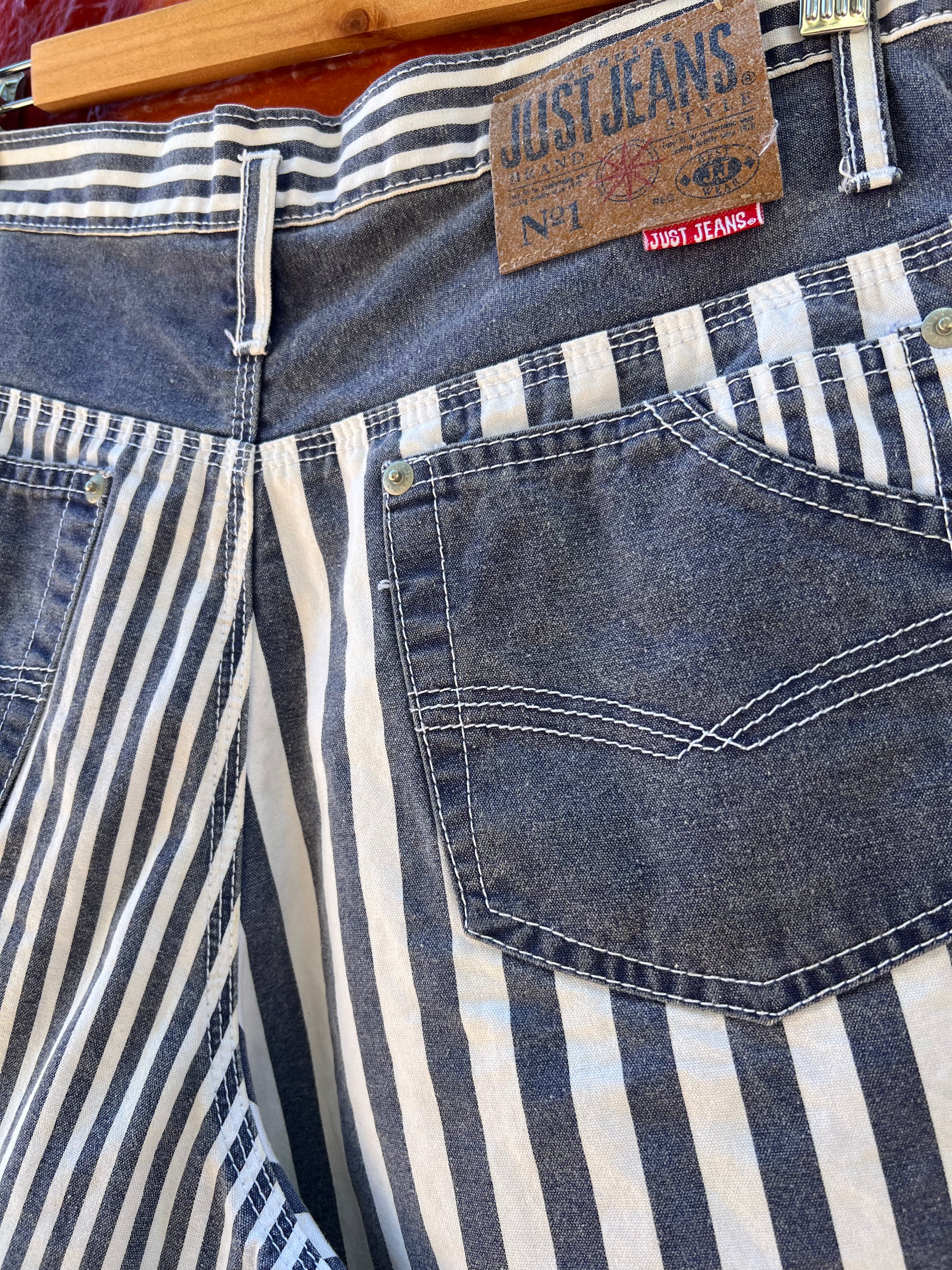 30 - Vintage Striped Just Jeans Denim Shorts