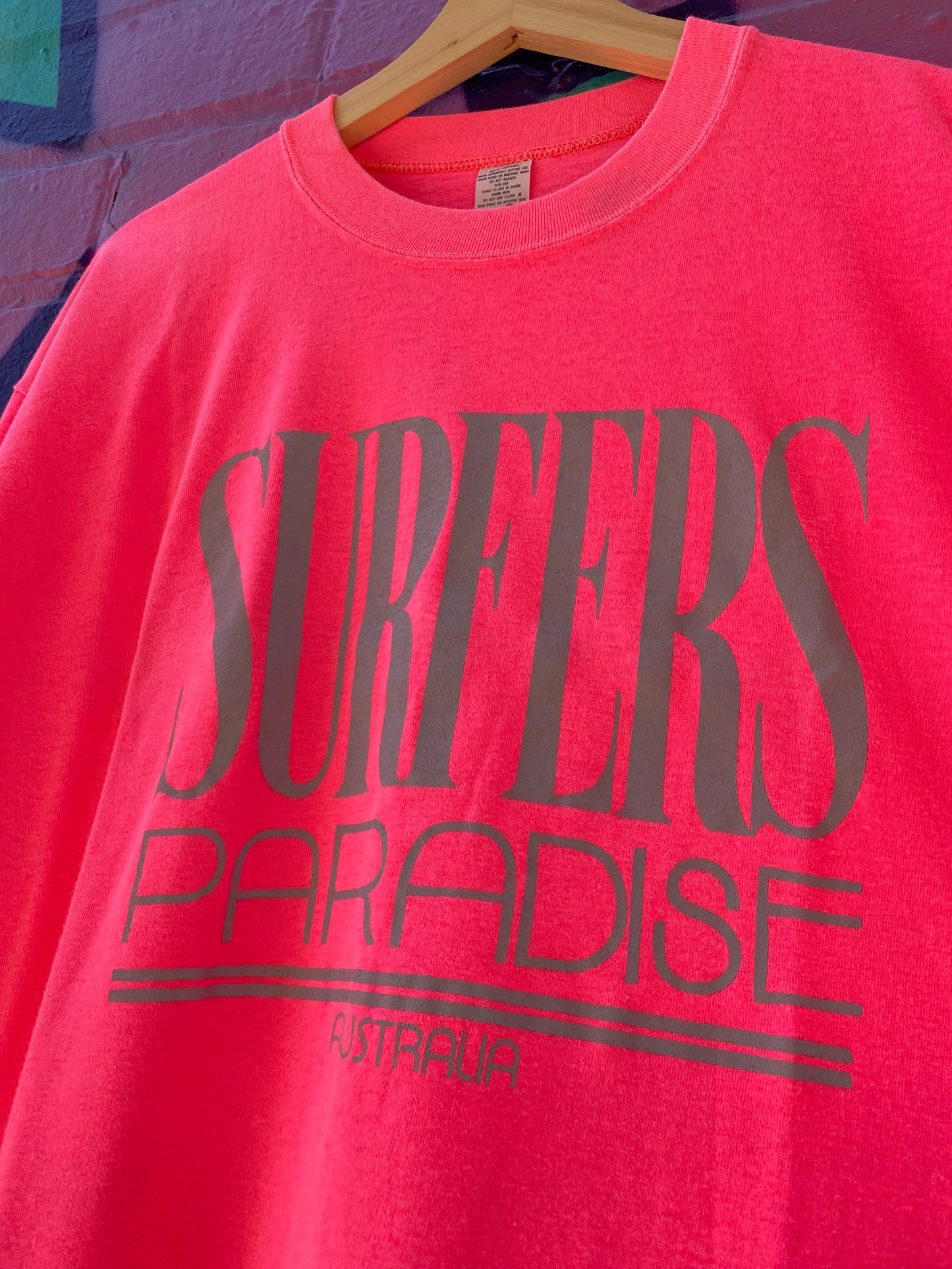 2XL - 90s Fluro Pink Surfers Paradise Aus Made Tee