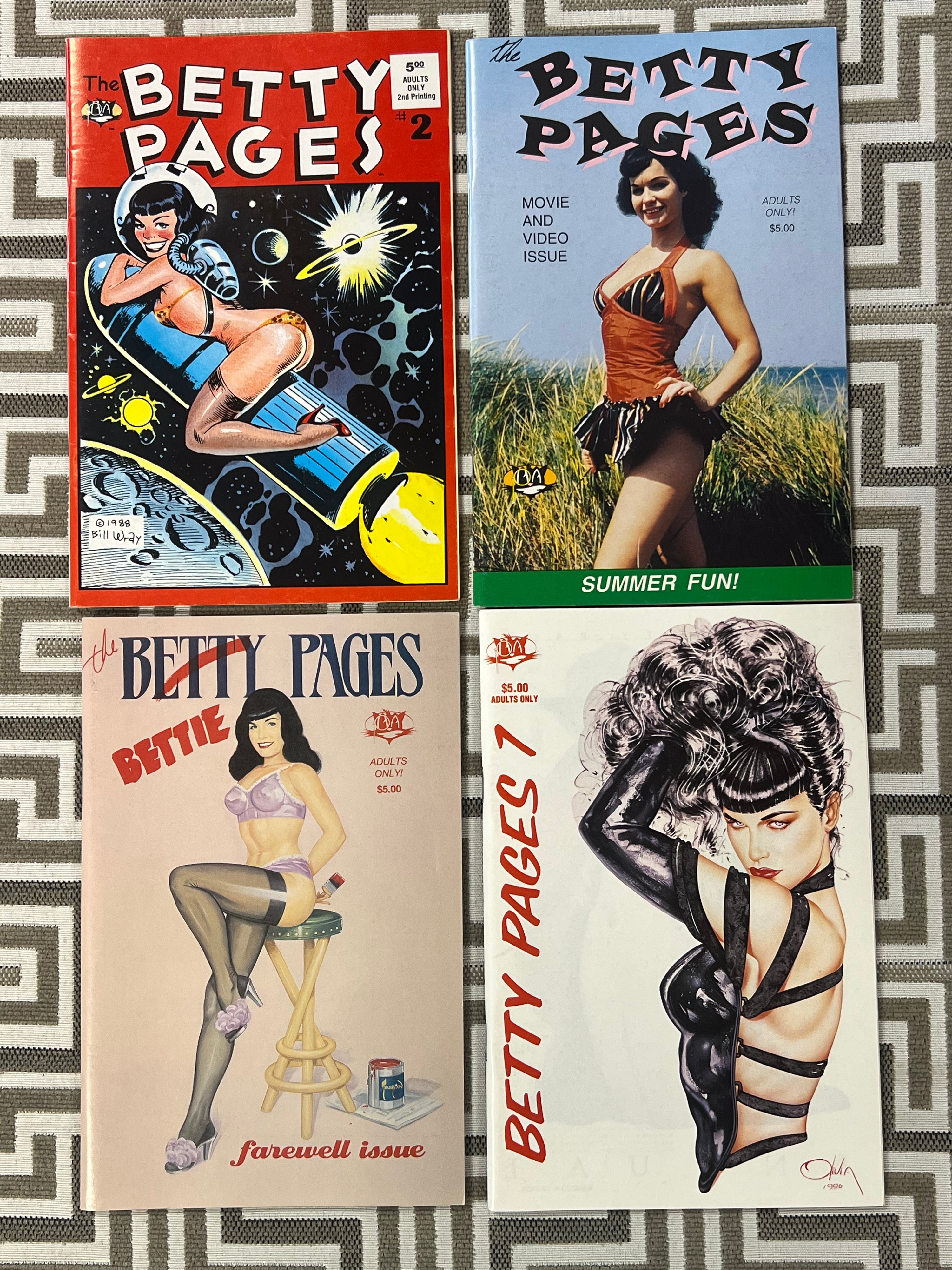 x4 Early 1990s Rare 'The Betty Pages' Adult Magazines