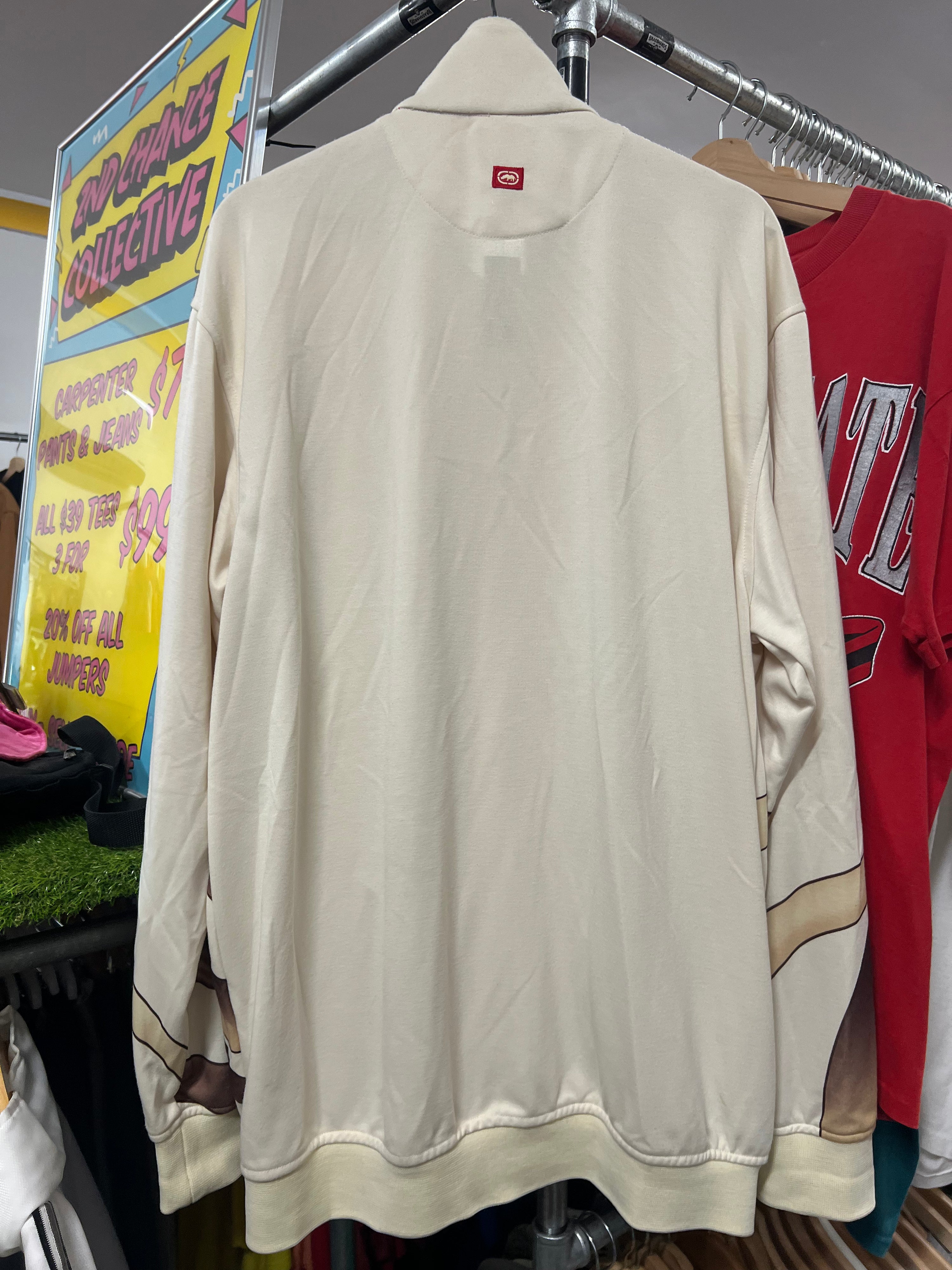 XL - 2000s Ecko UNLTD Unravelling Rhino Beige AOP Zip Up