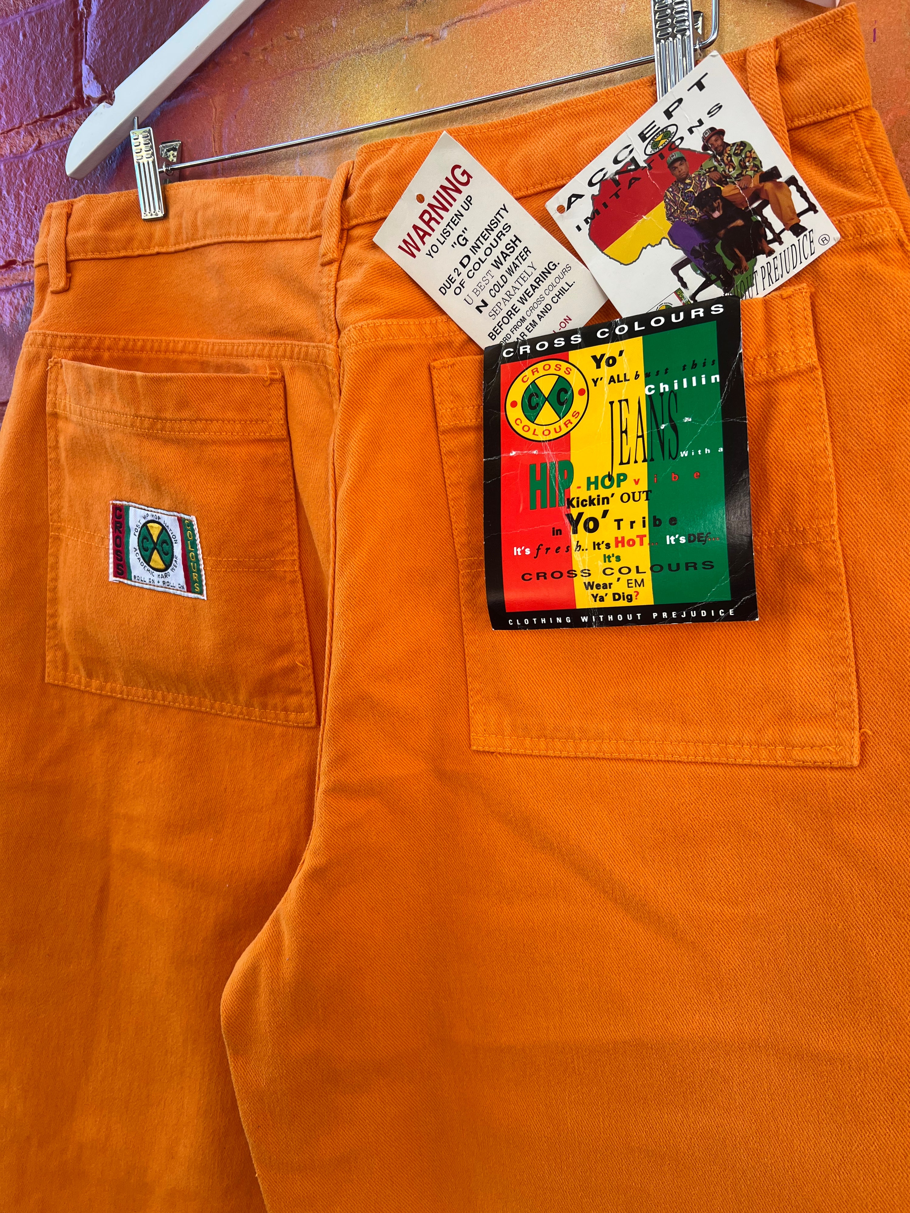 40 - 1990s BNWT Cross Colours Orange Jeans