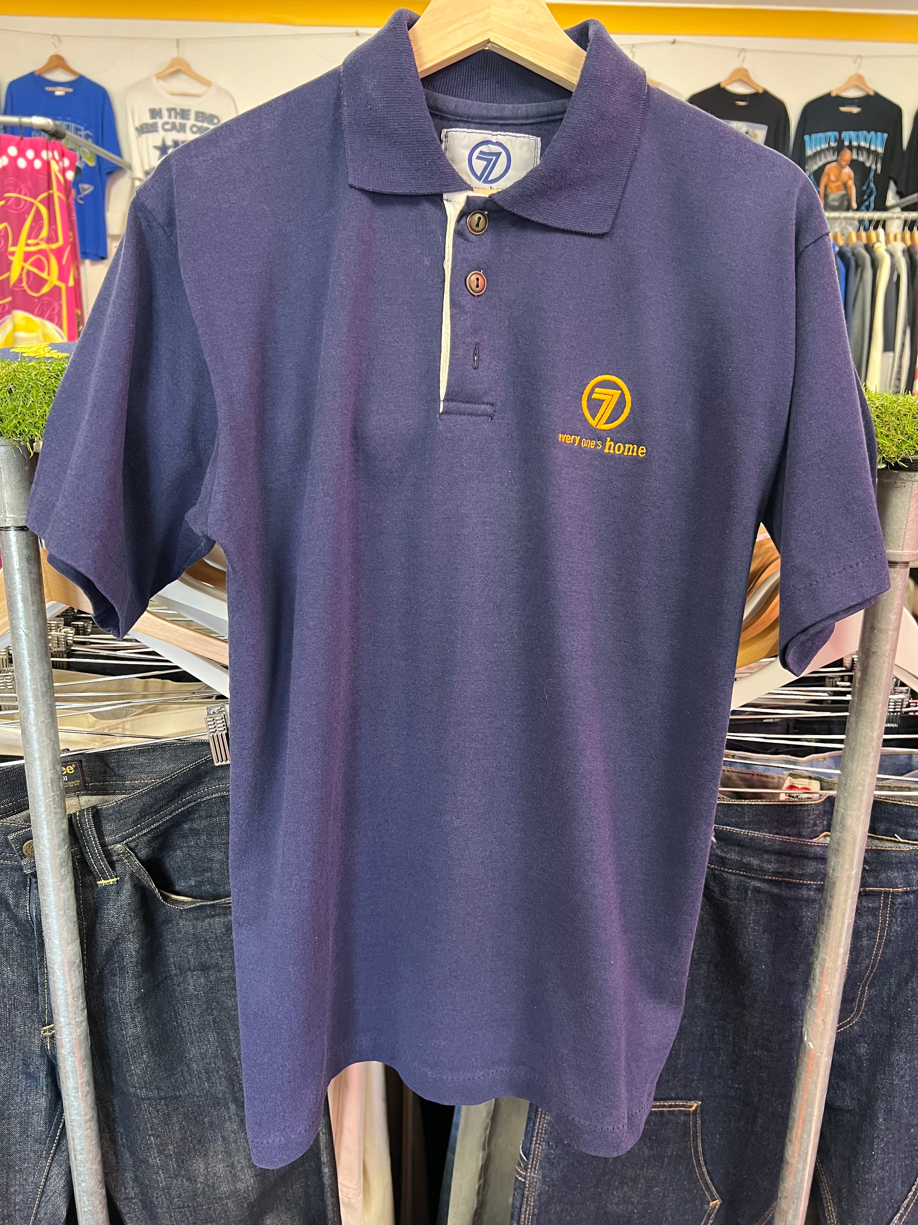 [L] Vintage Channel 7 'Every One's Home' Blue Polo