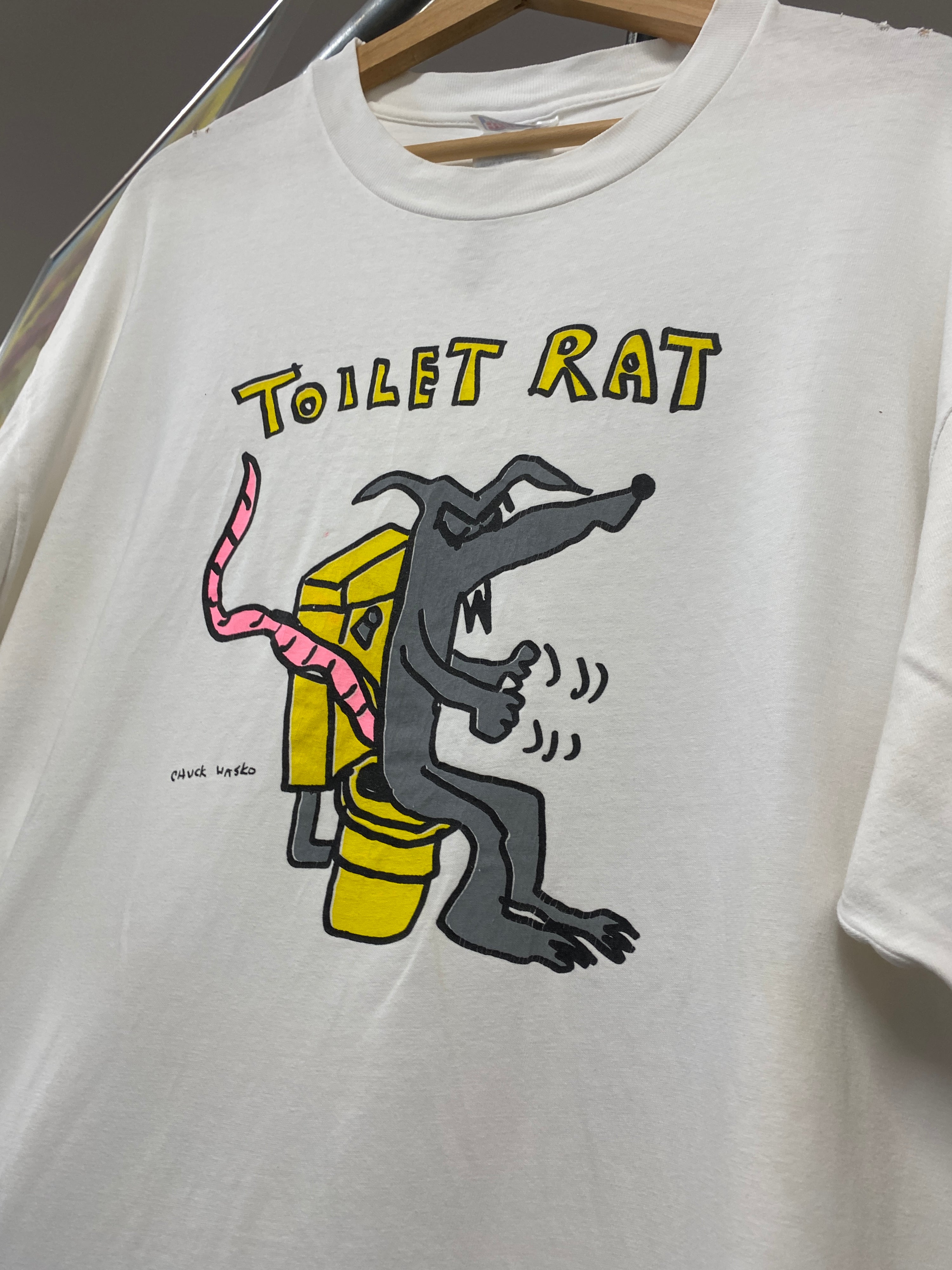 XL - 2000s Toilet Rat White Tee