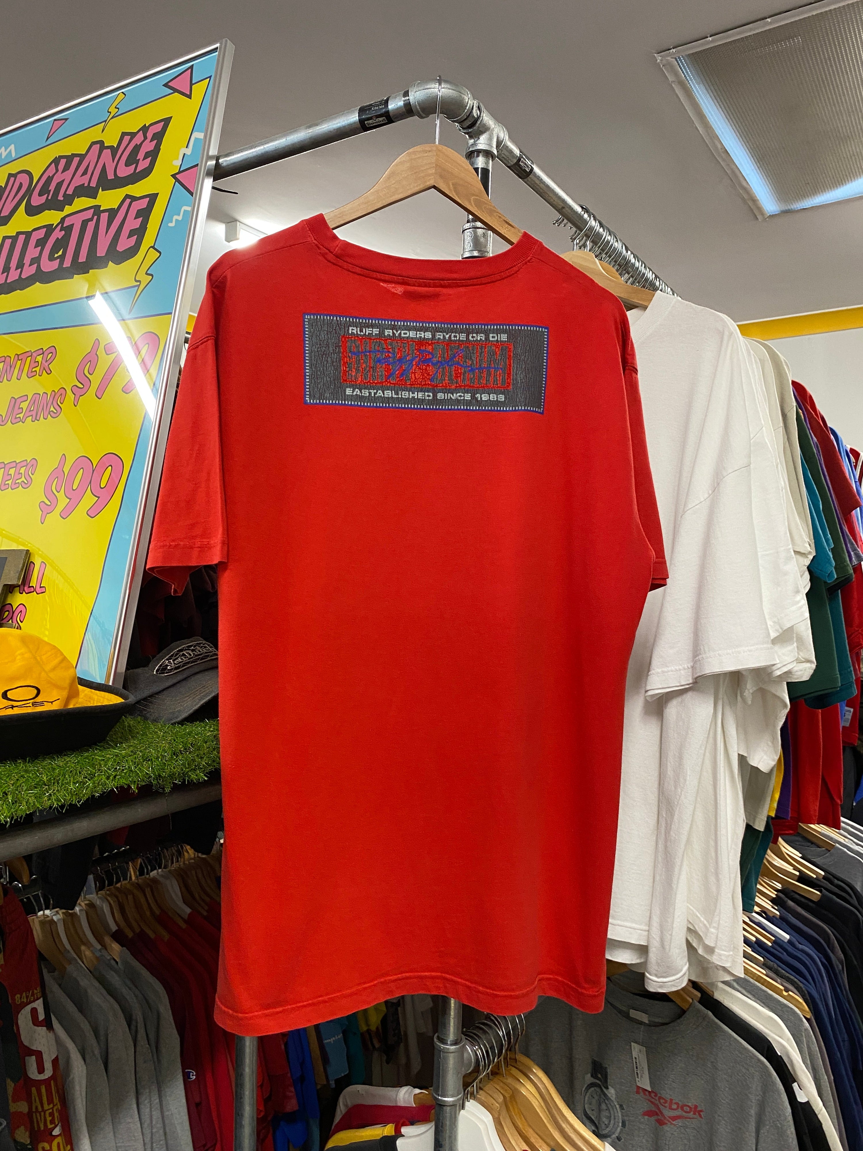 L - 2000s Ruff Ryders Dirty Denim Red DS Tee