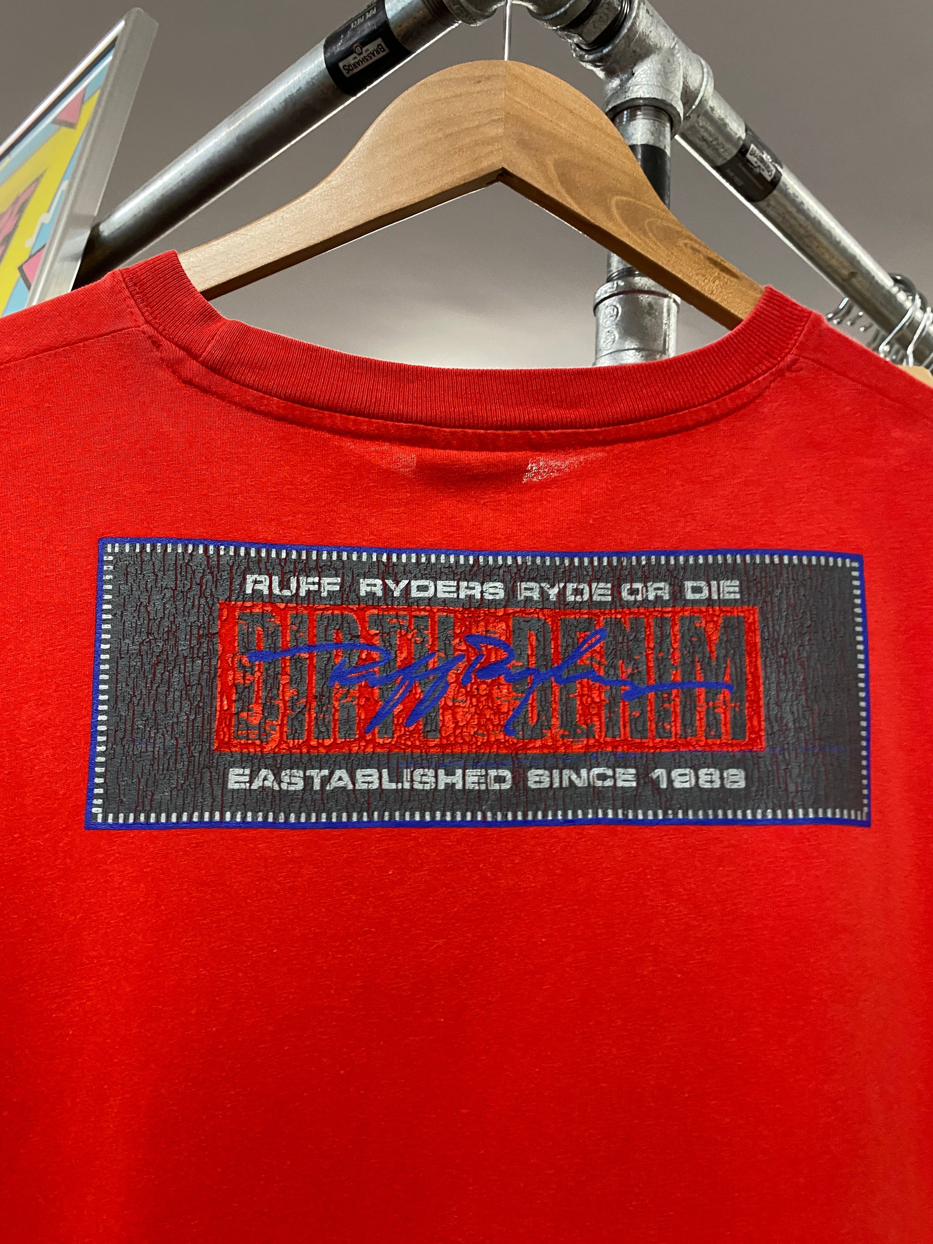 L - 2000s Ruff Ryders Dirty Denim Red DS Tee
