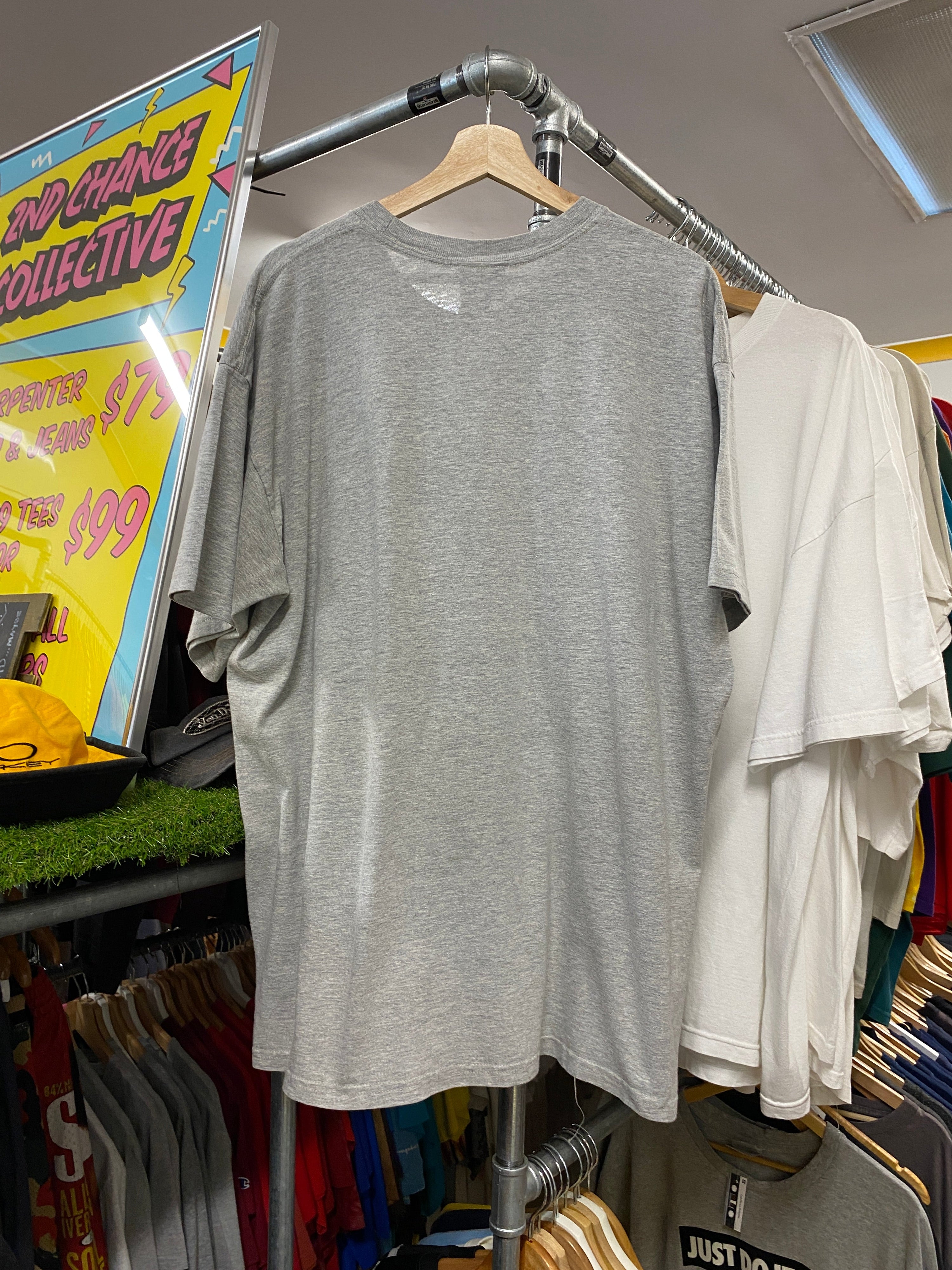 XL - 2000s Nike Just Do It Felt Box Logo Grey Tee