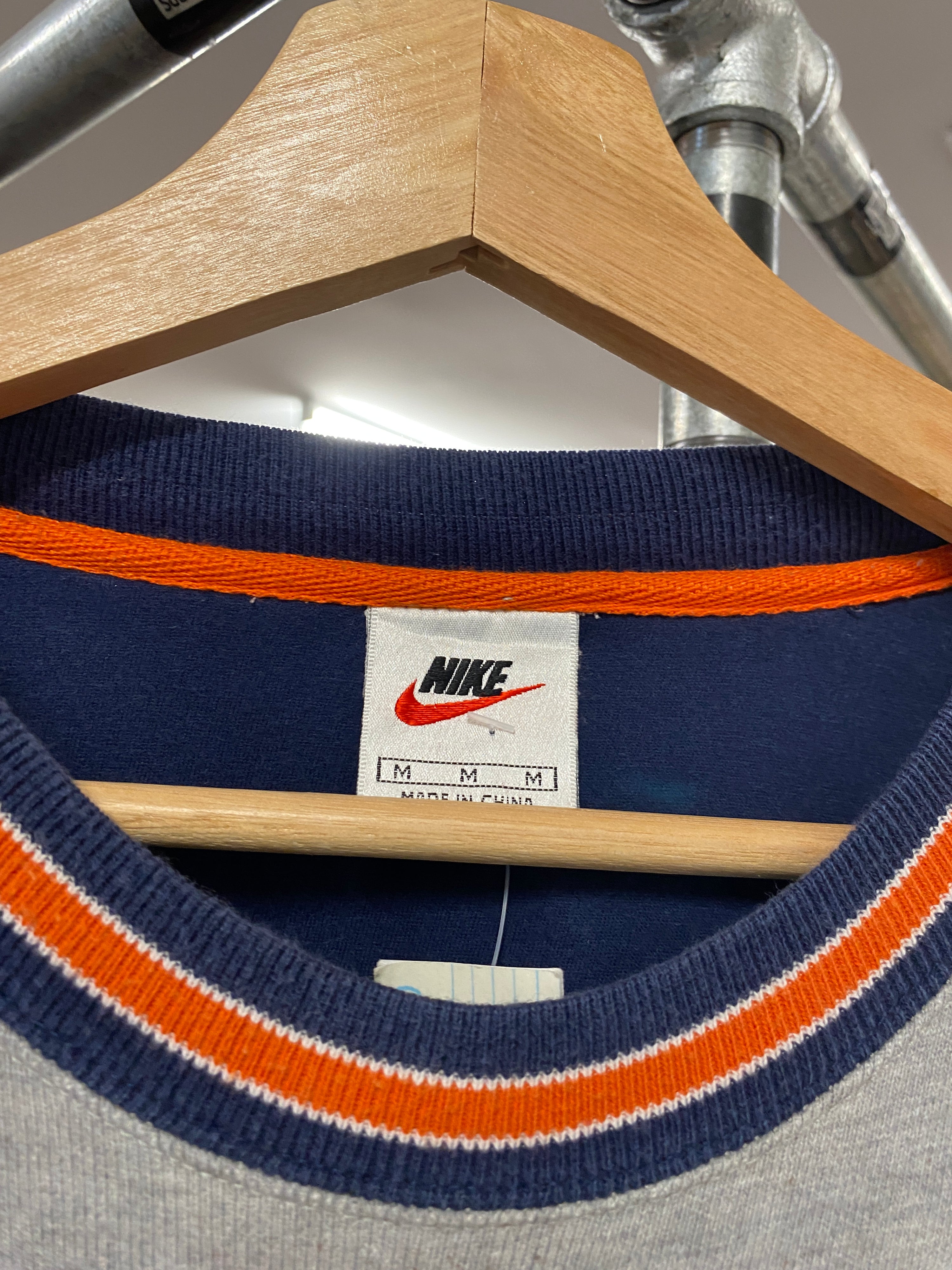 M - Vintage Nike Small Tick Grey Jumper: Broncos Cuffs
