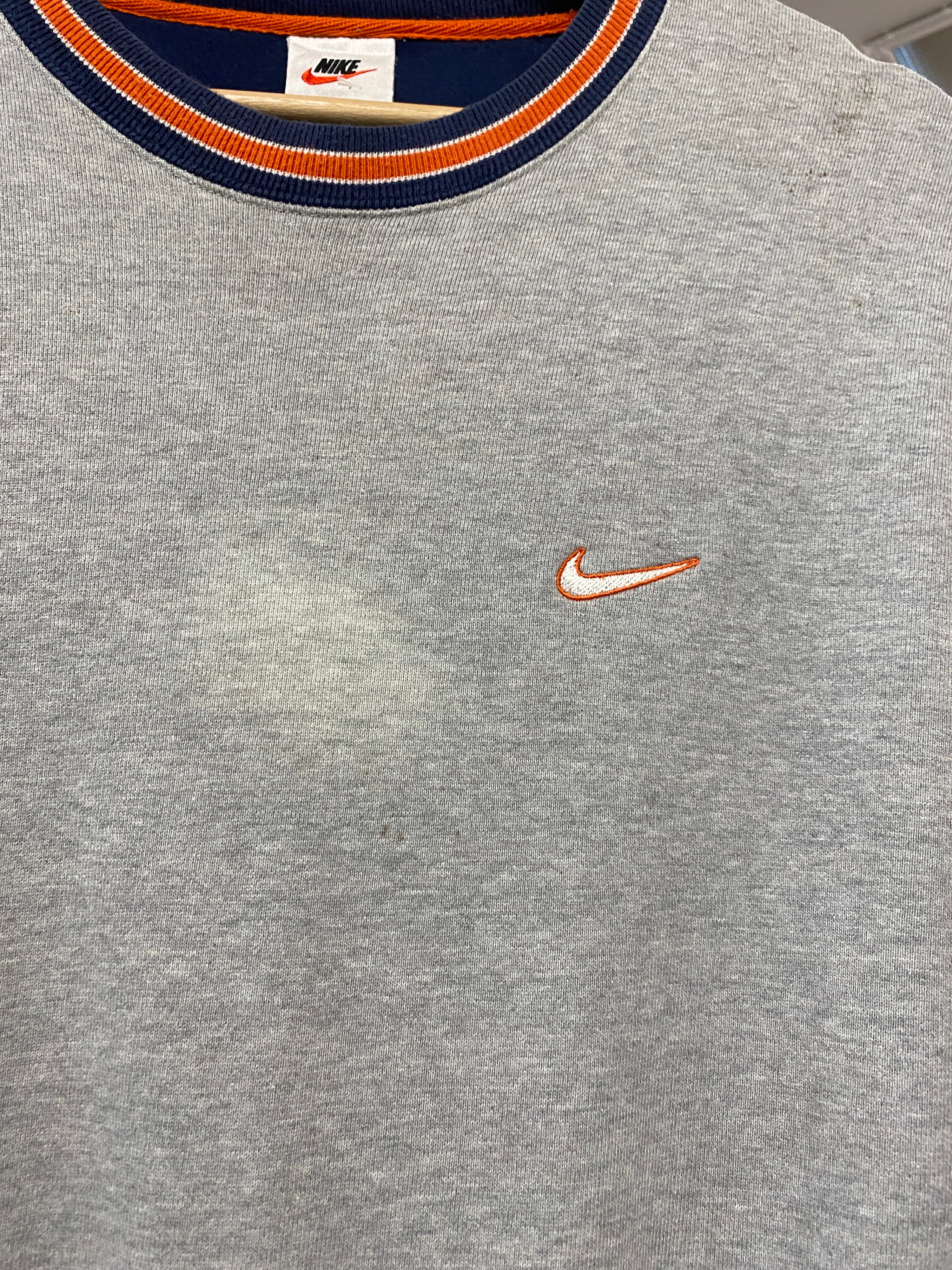 M - Vintage Nike Small Tick Grey Jumper: Broncos Cuffs
