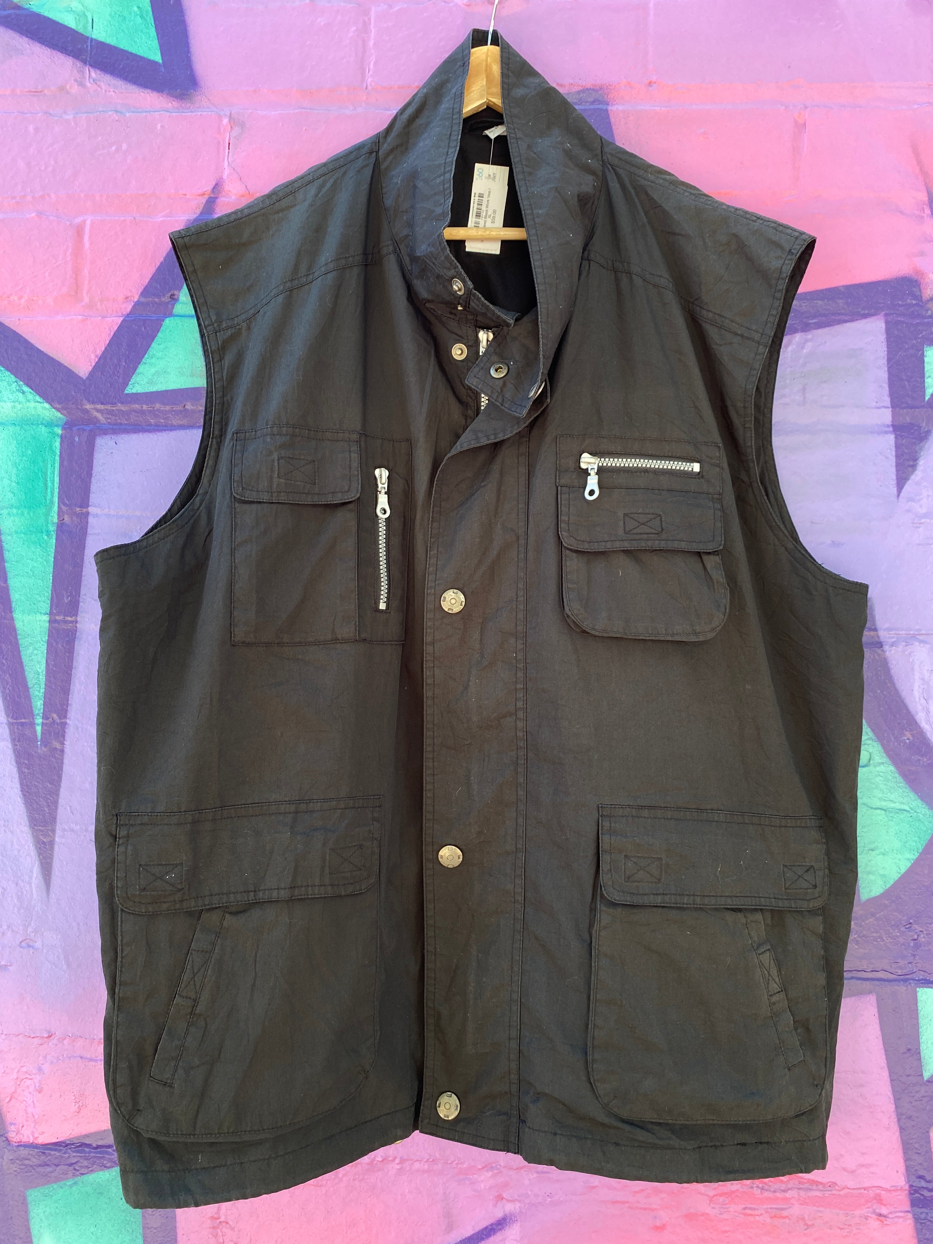 XL - Collared Black Work Vest