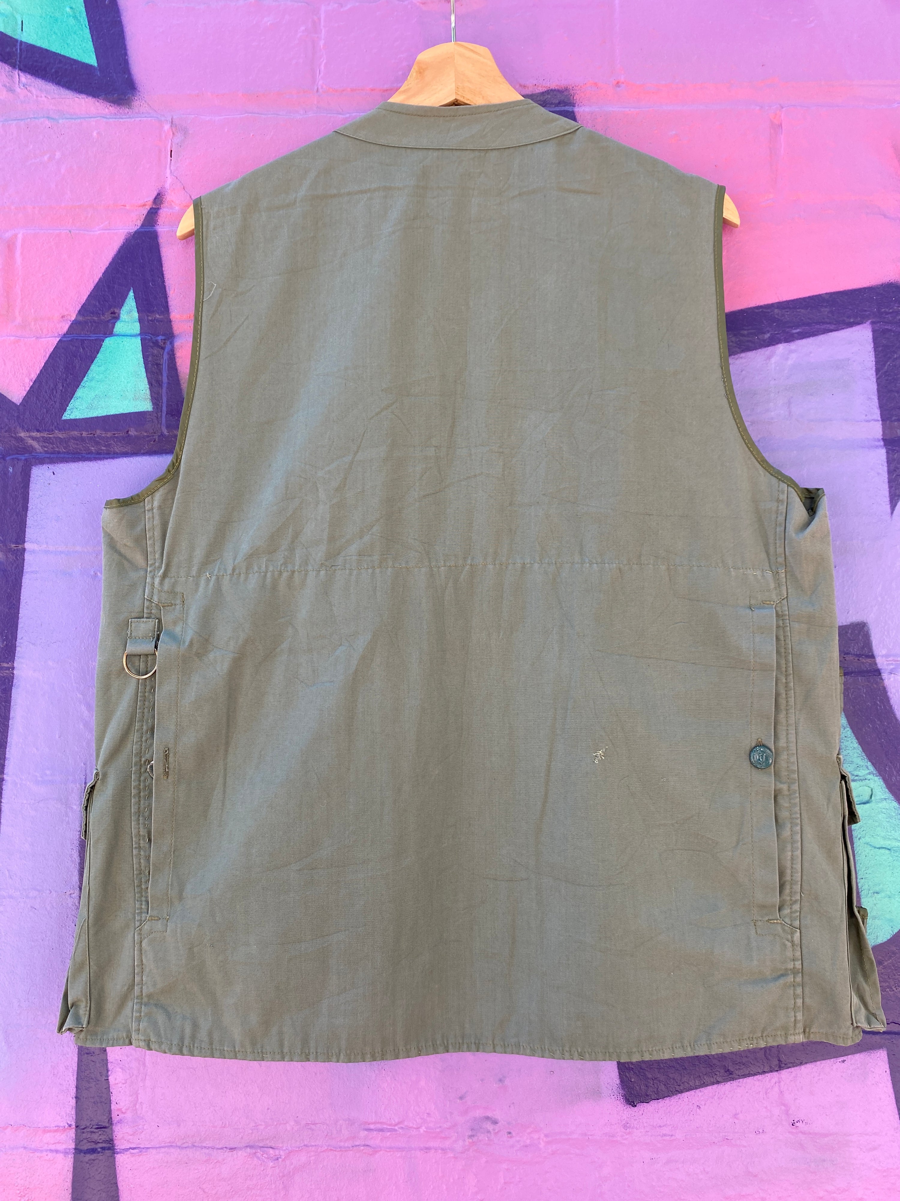 L - Green Quilted Shoulders Hunting Vest