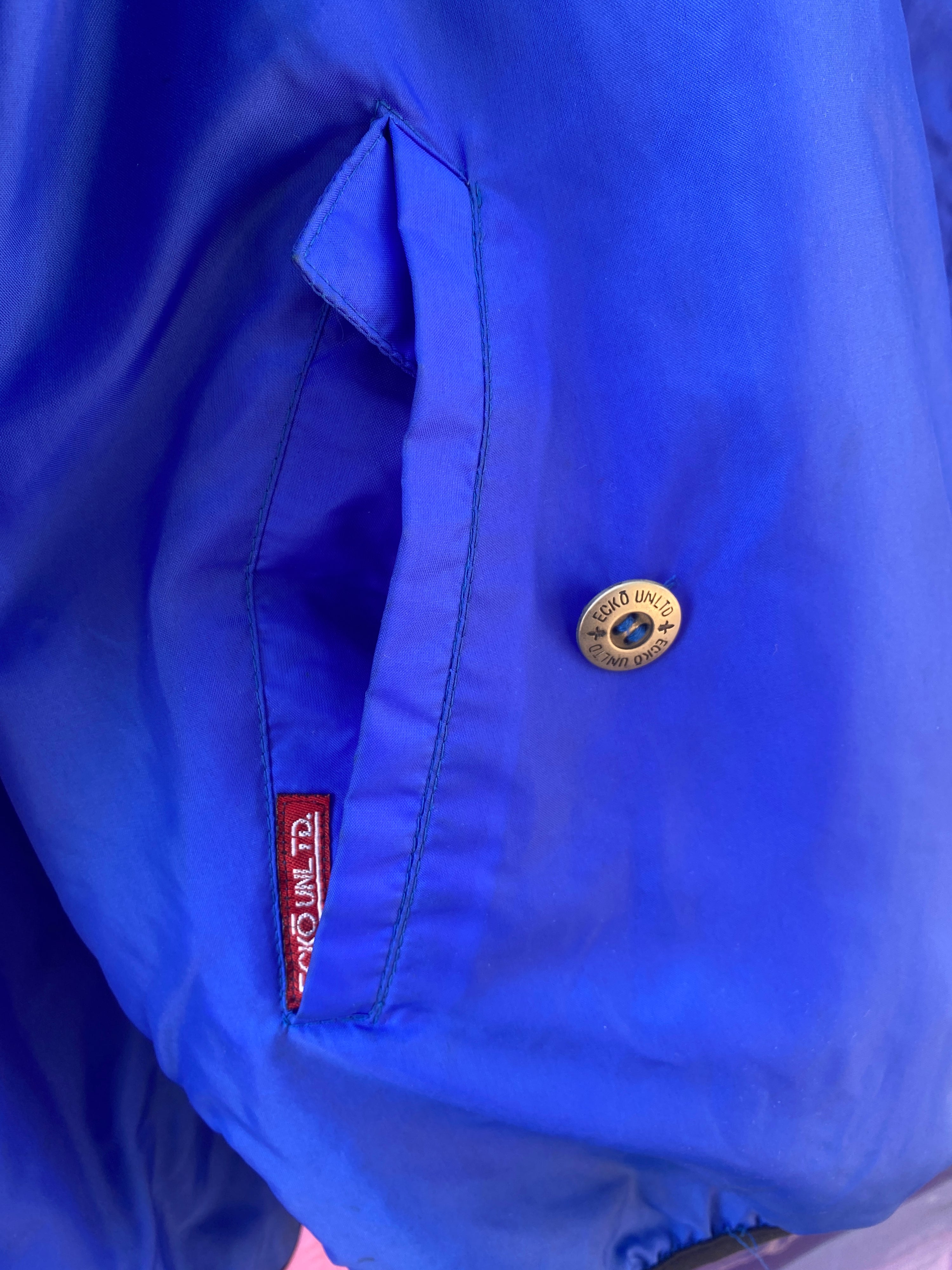 L - 2000s Ecko Unltd Blue Hooded Zip up Spray Jacket