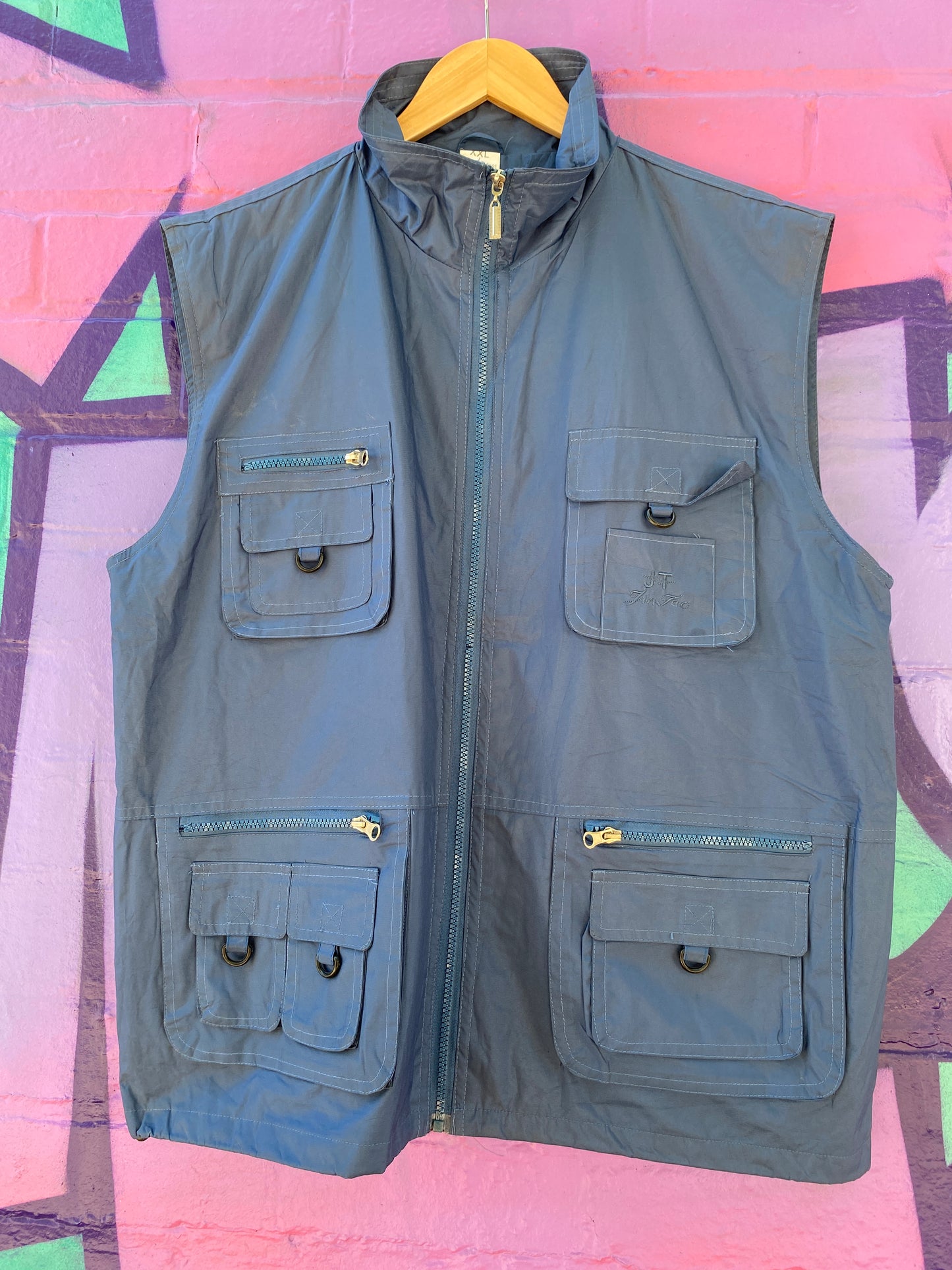 2XL - Jim Tao Plaid-Lined Blue Work Vest