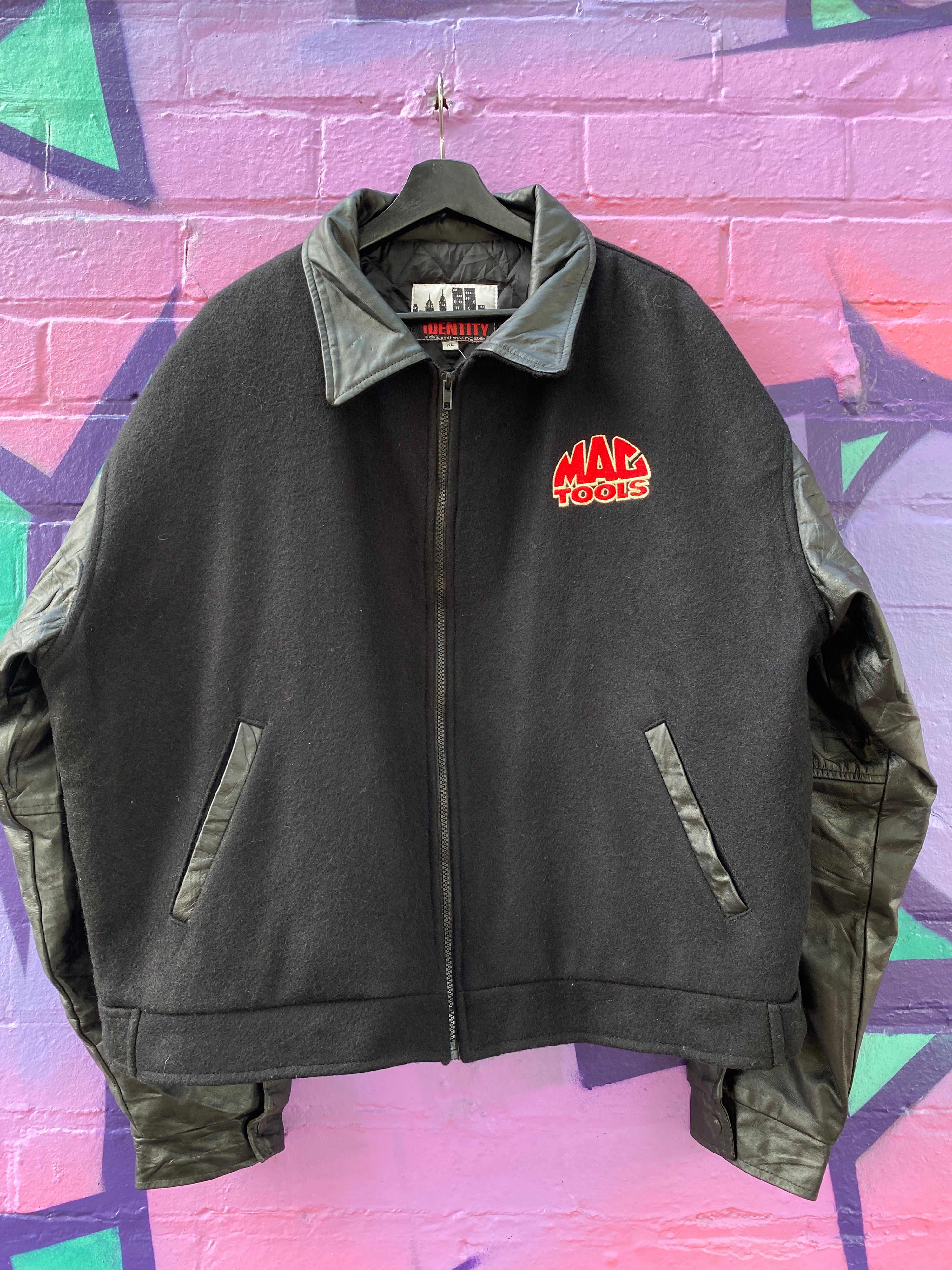 XL - Vintage 'MAC Tools' American Flag Varsity Jacket Black