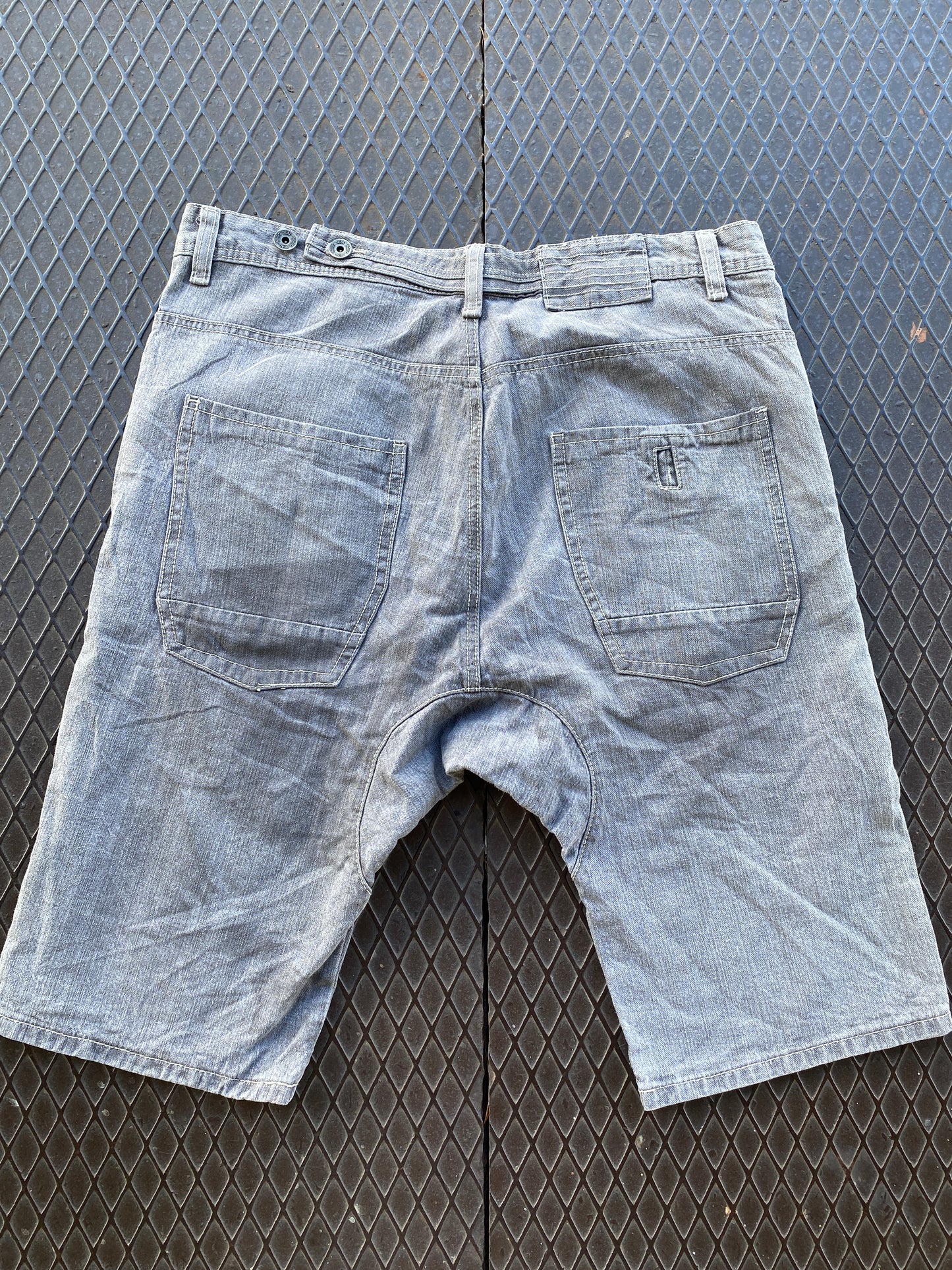 38 - Indigo Seal Grey Wash Denim Carpenter Shorts