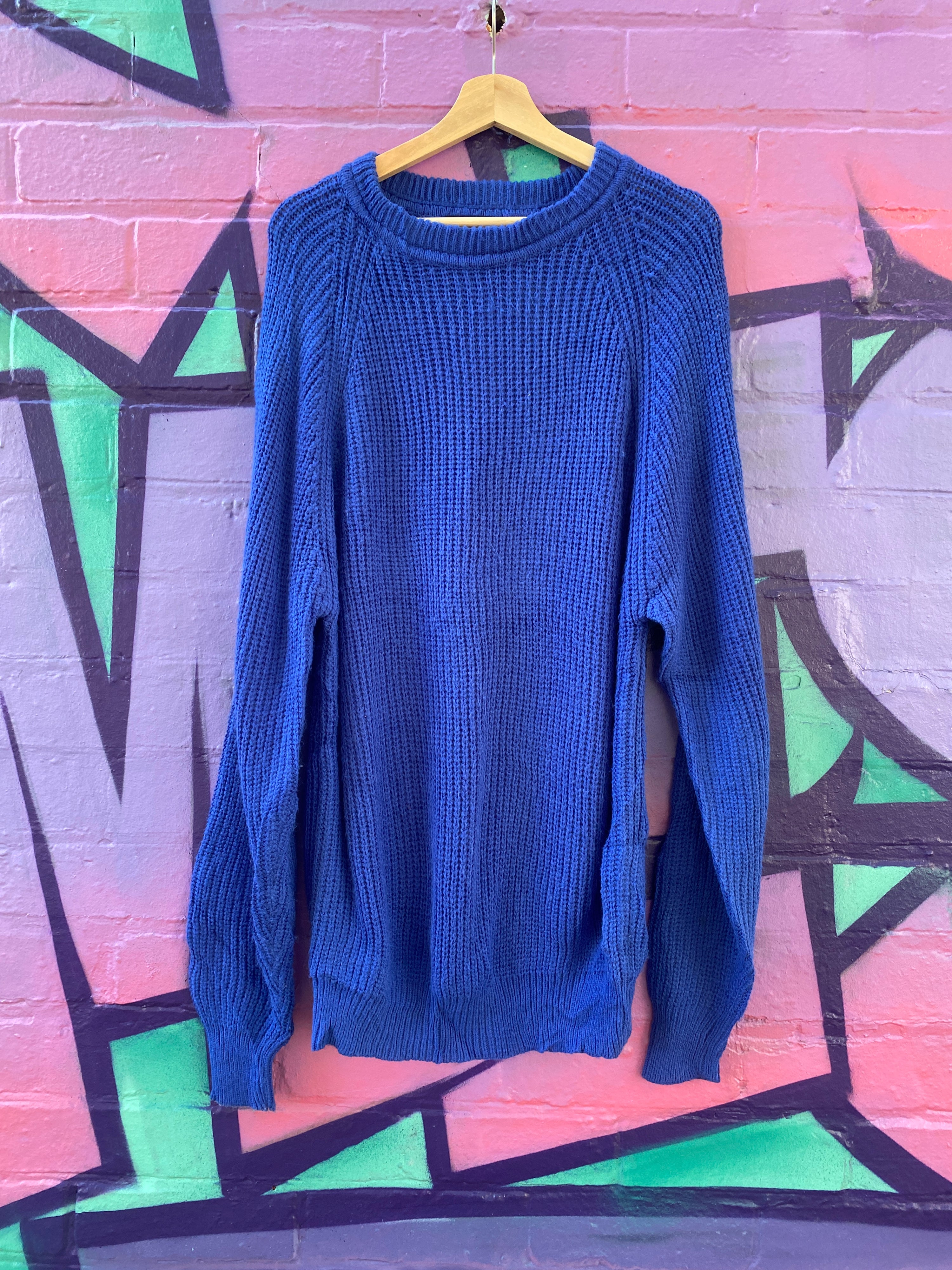 L - Towncraft Blue Tall Knit Sweater