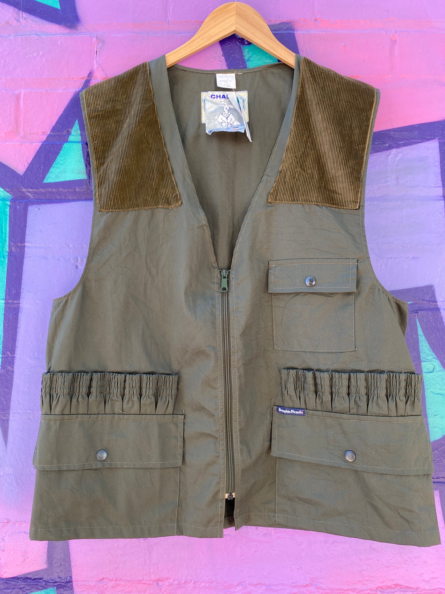 L - Dauphin Picard Green/Cord Hunting Vest