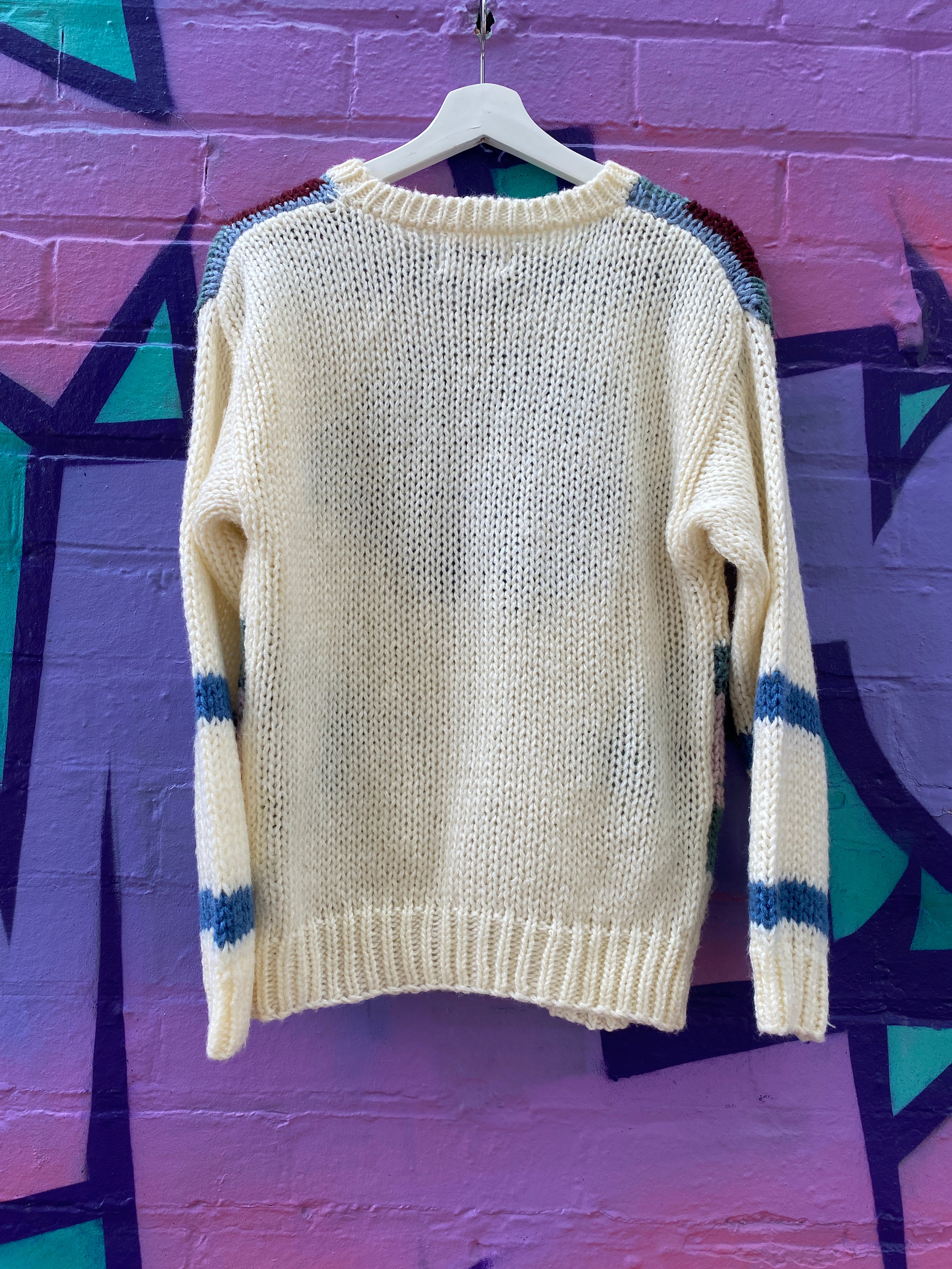 M - South Bay Vintage Knit Sweater Cream/Coloured