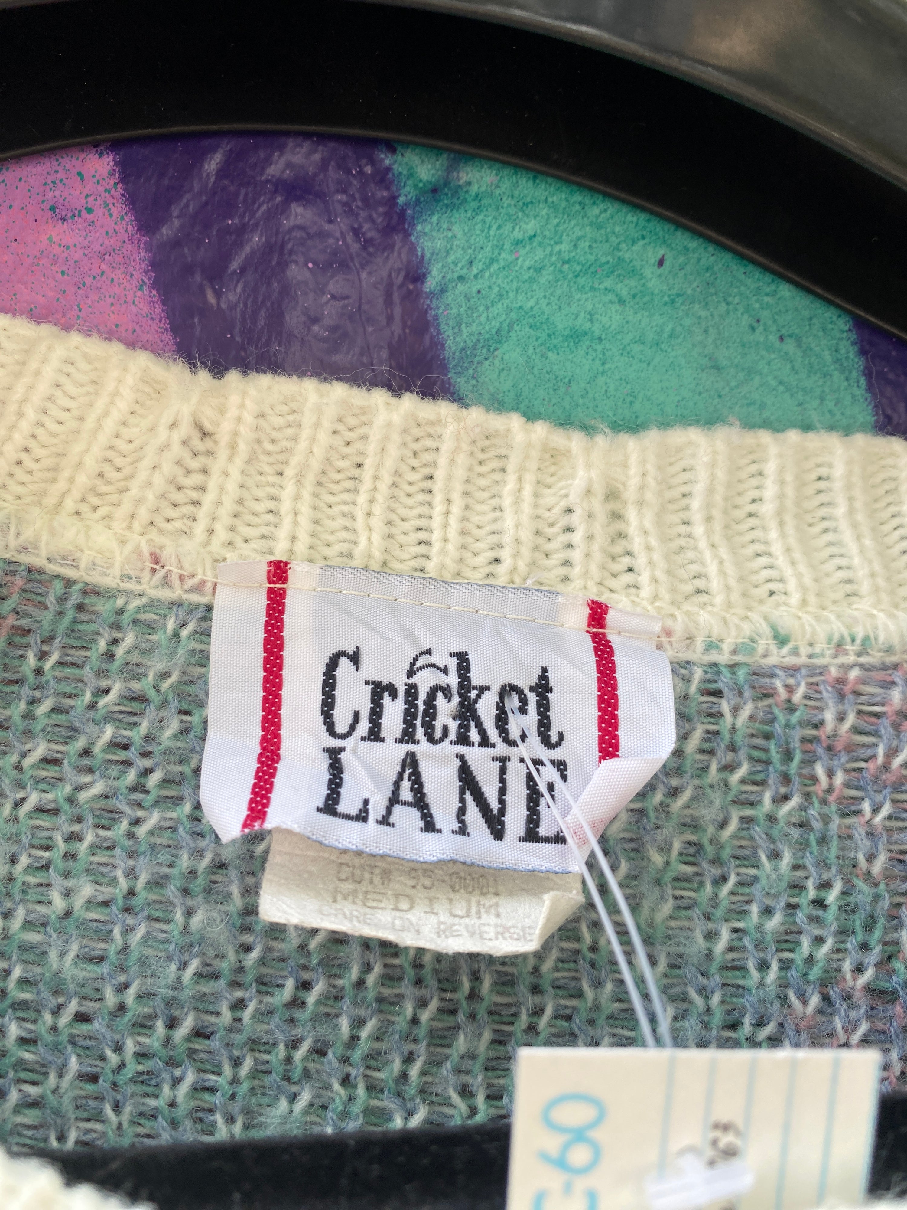 M - Cricket Lane Vintage Knit Sweater Pastel Florals