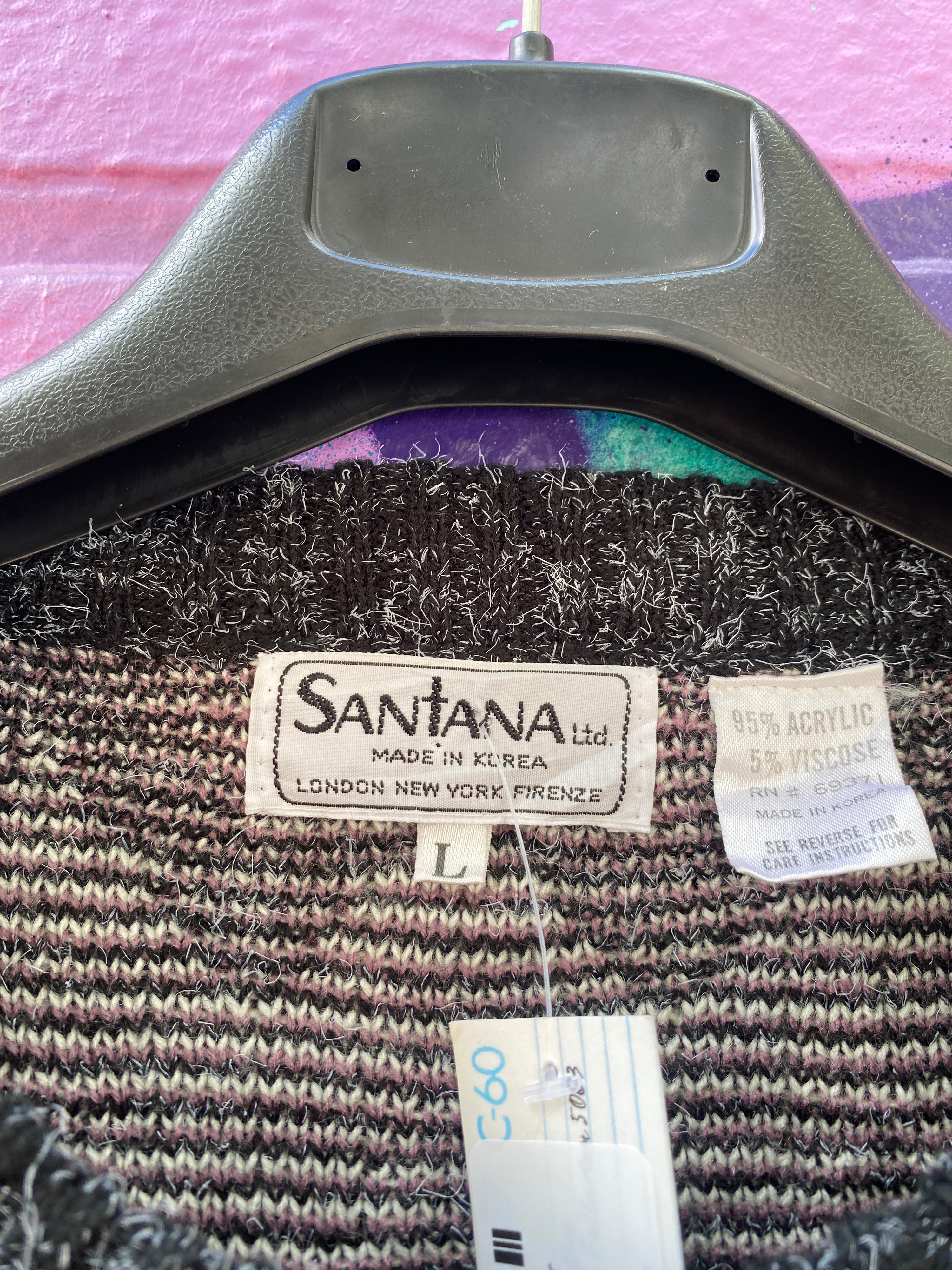 L - Santana Vintage Knit Sweater Purple/Black