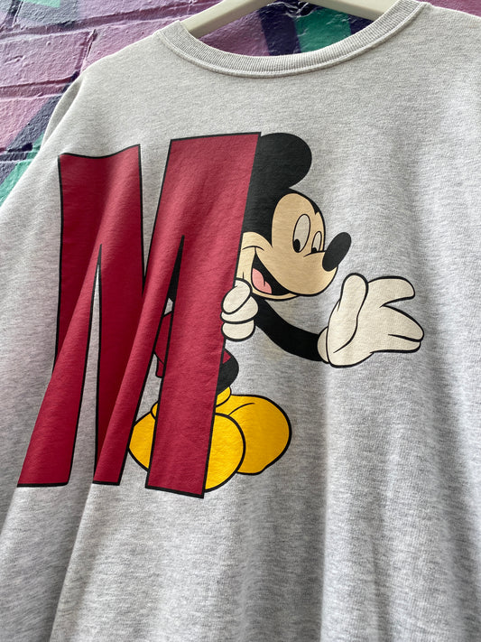 L - H&M Mickey Mouse Big M Grey Jumper